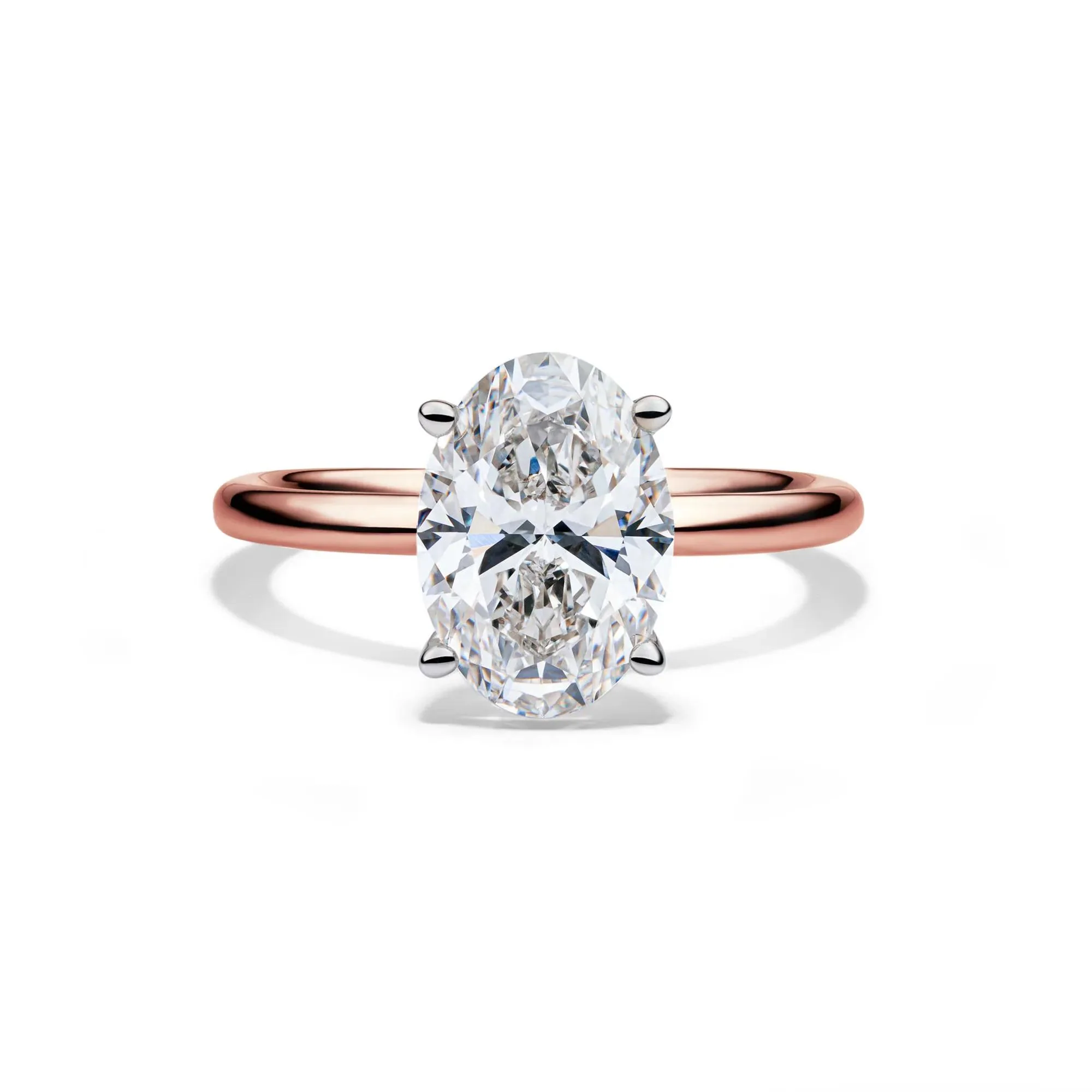 Lab Grown Diamond Solitaire Oval Engagement Ring 14K Rose Gold (3 CT.) Size 4 2mm