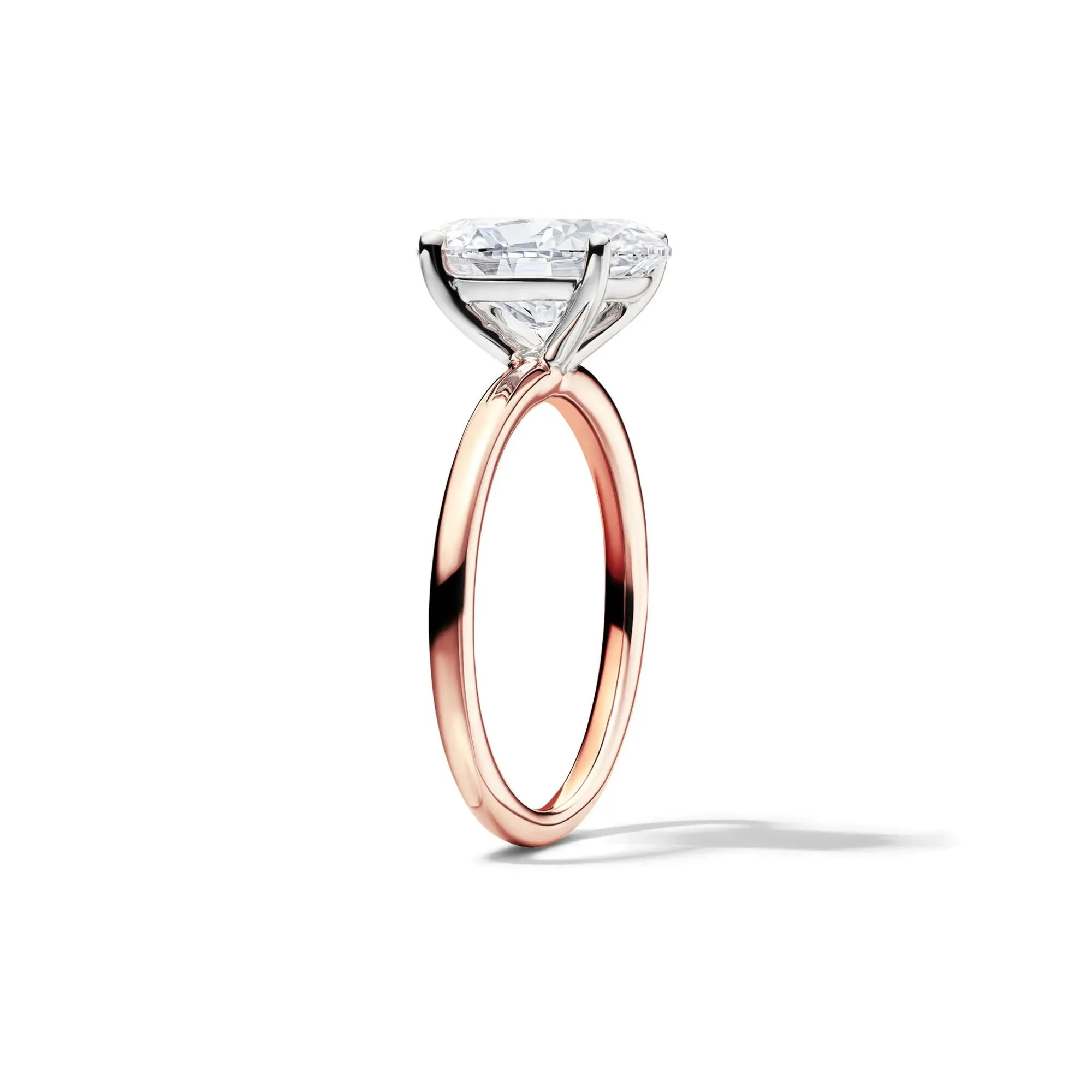 Lab Grown Diamond Solitaire Oval Engagement Ring 14K Rose Gold (3 CT.) Size 5 2mm - Image 3