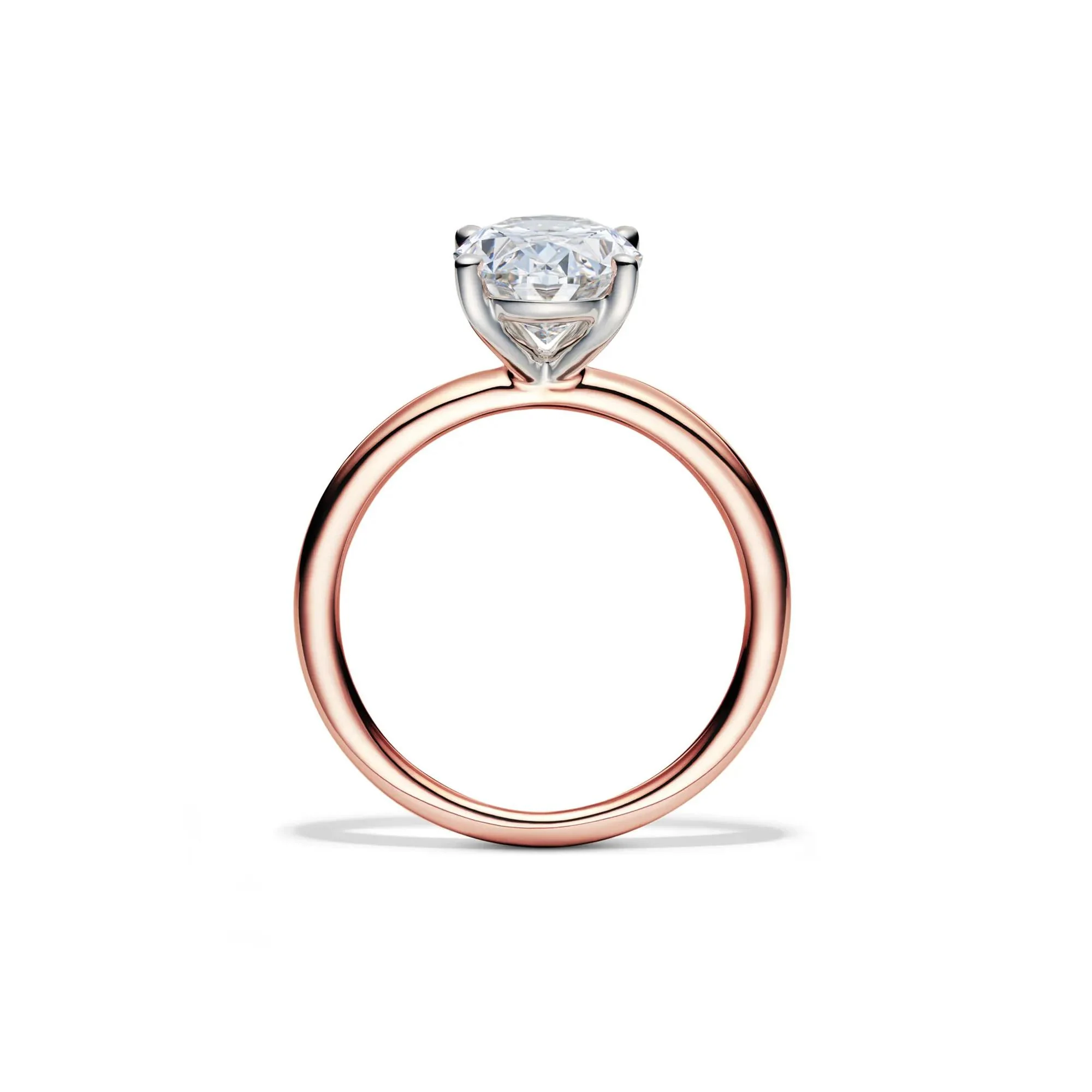 Lab Grown Diamond Solitaire Oval Engagement Ring 14K Rose Gold (3 CT.) Size 9 2mm - Image 2