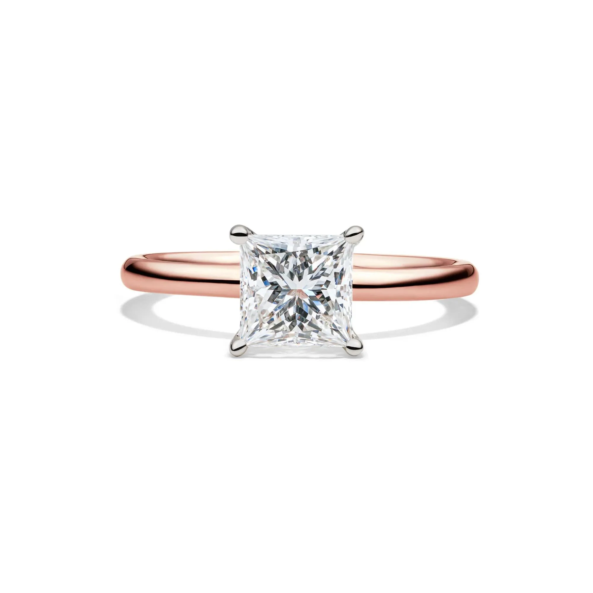 Lab Grown Diamond Princess-Cut Solitaire Engagement Ring 14K Rose Gold (1/2 CT.) Size 4.5 2mm