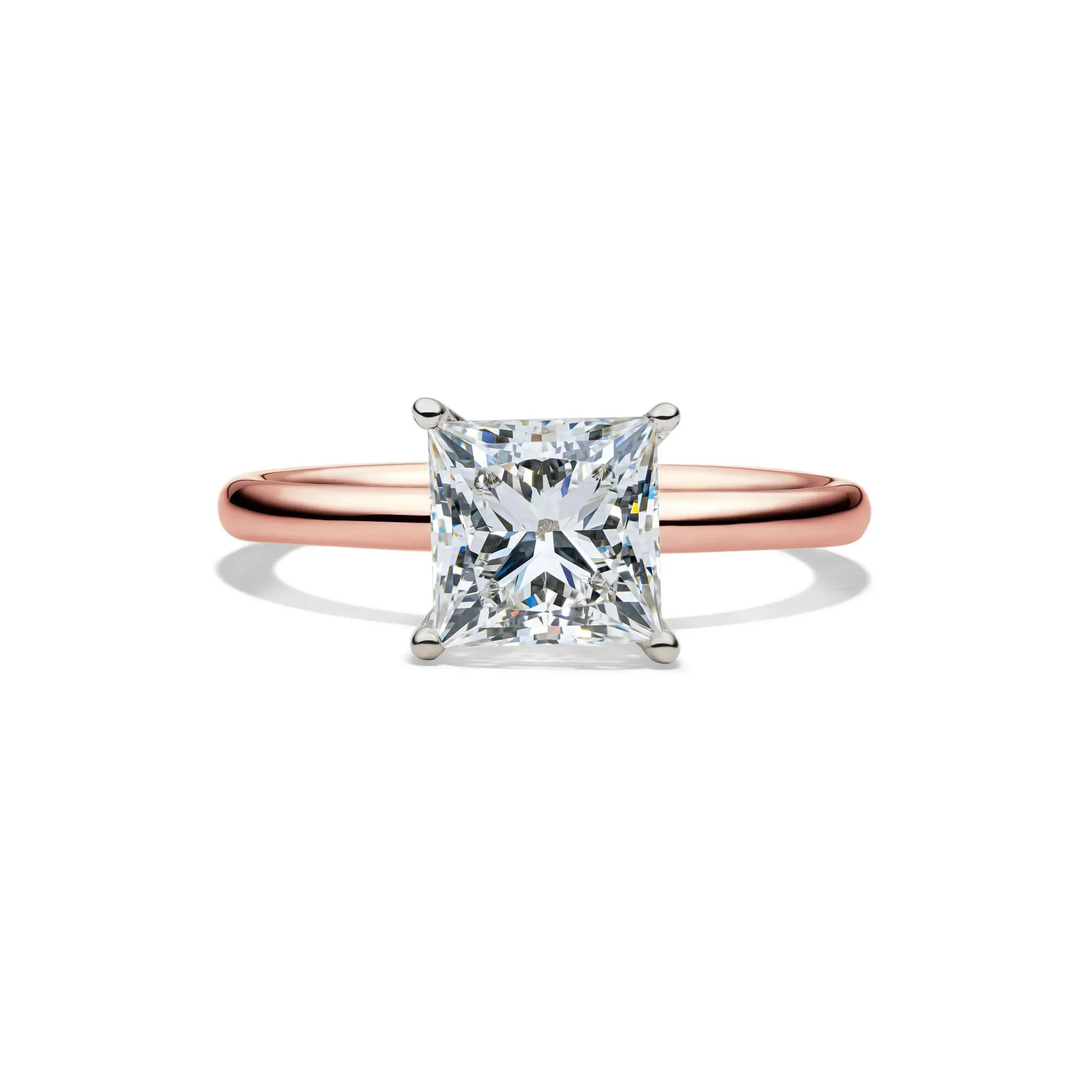 2 CT. Tw. Lab Grown Diamond Princess-Cut Solitaire Engagement Ring 14K Rose Gold Size 7 2mm