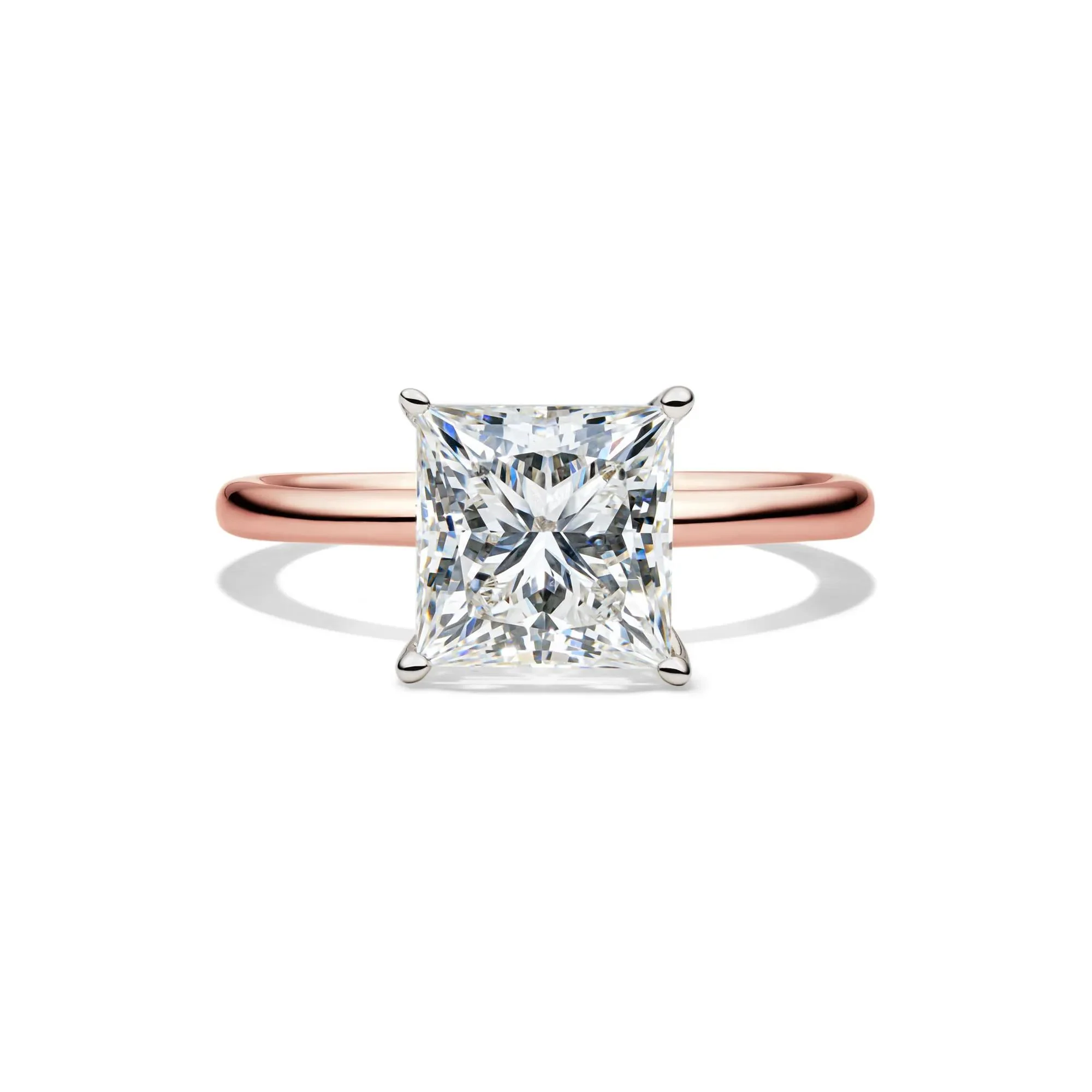 Lab Grown Diamond Princess-Cut Solitaire Engagement Ring 14K Rose Gold (3 CT.) Size 8 2mm