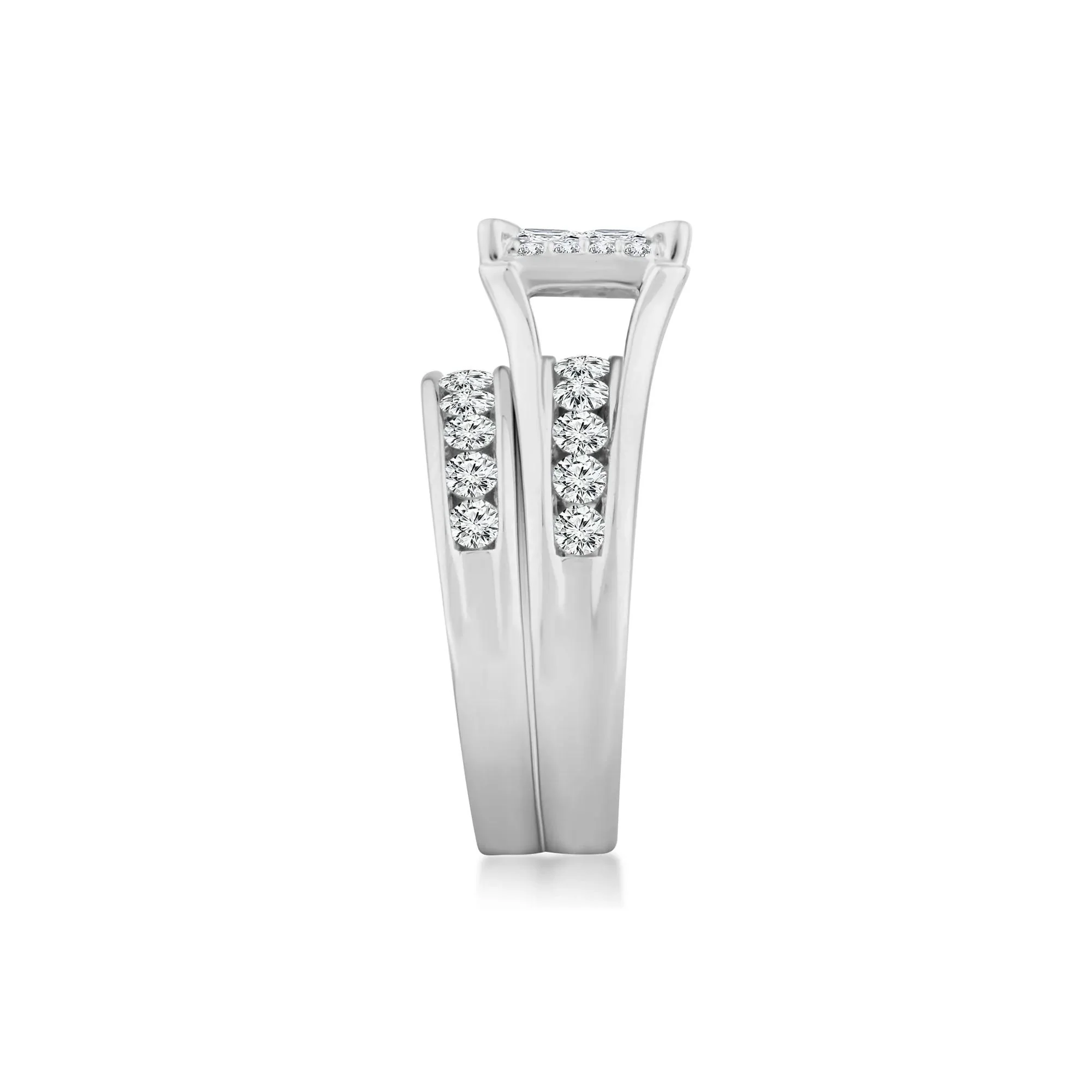 2 CT. Tw. Composite Diamond Engagement Set 14K White Gold Ring Round Brilliant Cut Size 7.5 - Image 3