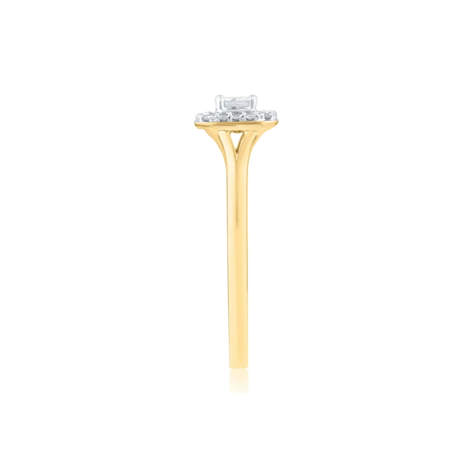 1/7 CT. Tw. Diamond and Blue Sapphire Promise Ring 10K Yellow Gold Round Brilliant Cut Size 4.5 2mm - Image 3