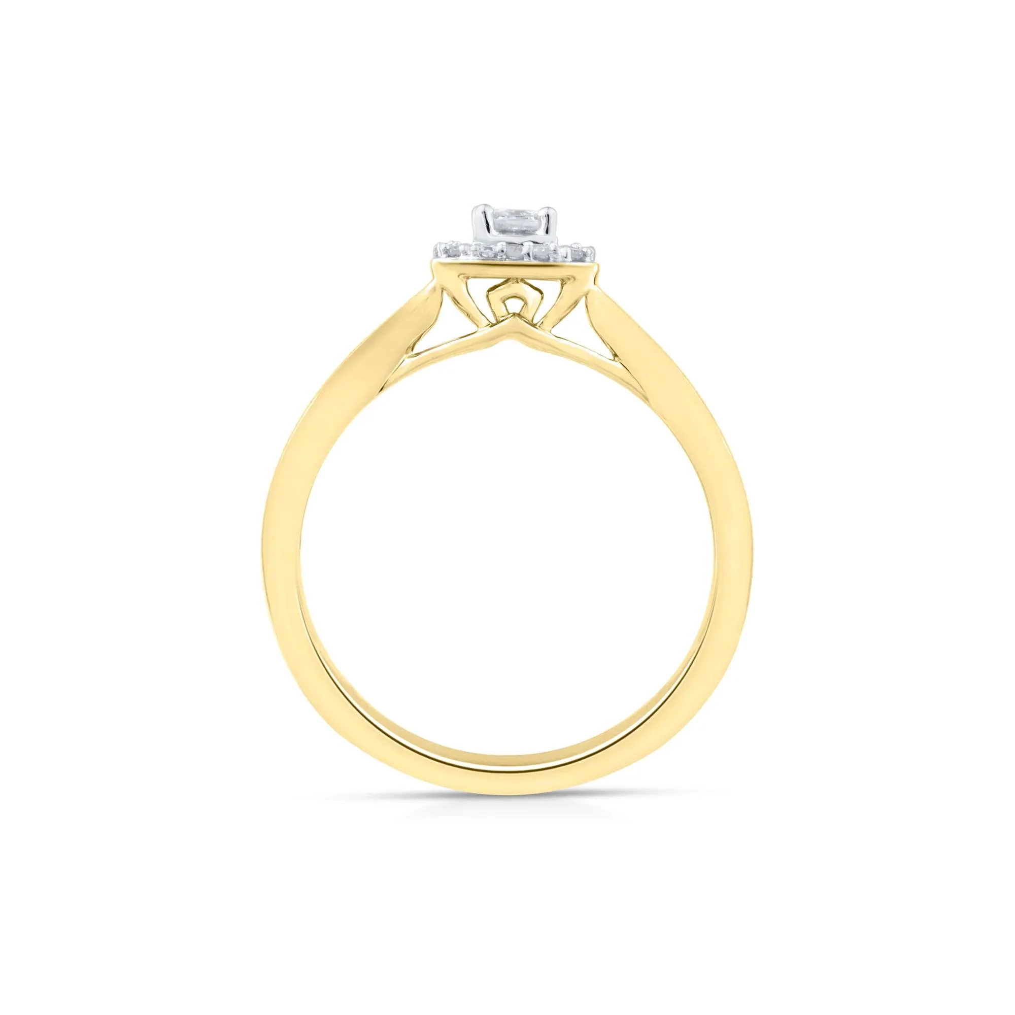 1/7 CT. Tw. Diamond and Blue Sapphire Promise Ring 10K Yellow Gold Round Brilliant Cut Size 6.5 2mm - Image 2