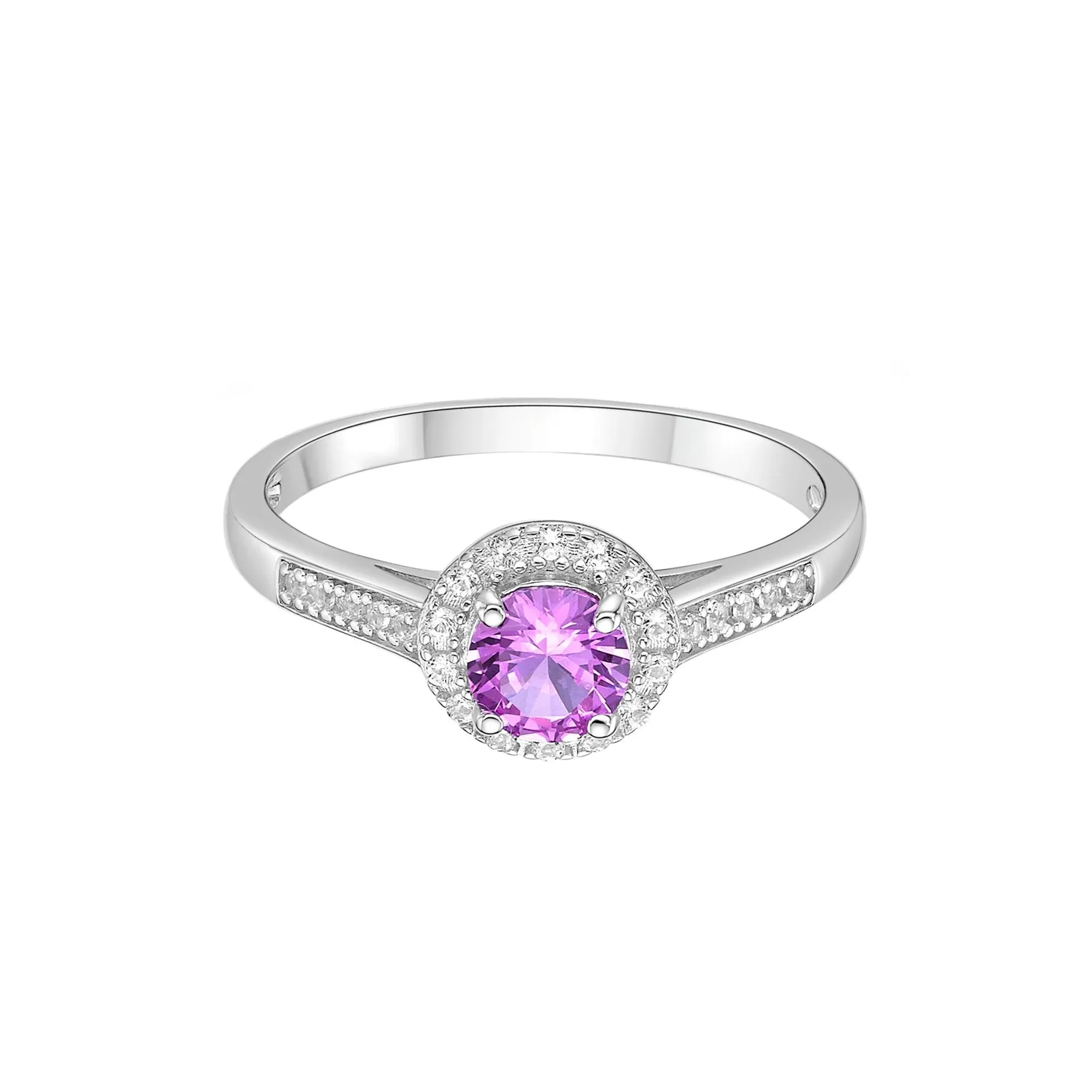 Lab-Created Multi-Gemstone Ring .925 Sterling Silver White Size 7 2mm