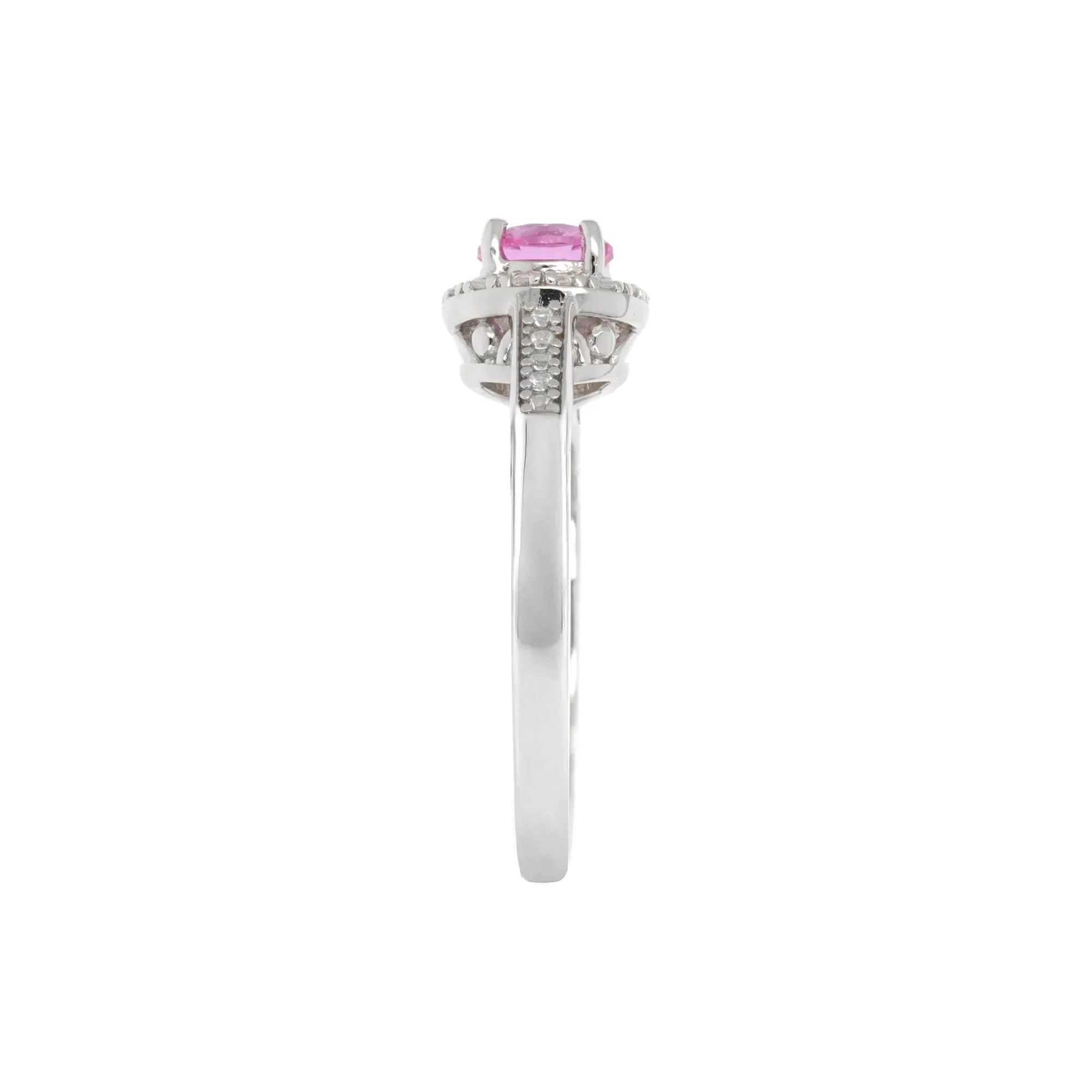 Lab-Created Multi-Gemstone Ring .925 Sterling Silver White Size 8 2mm - Image 3