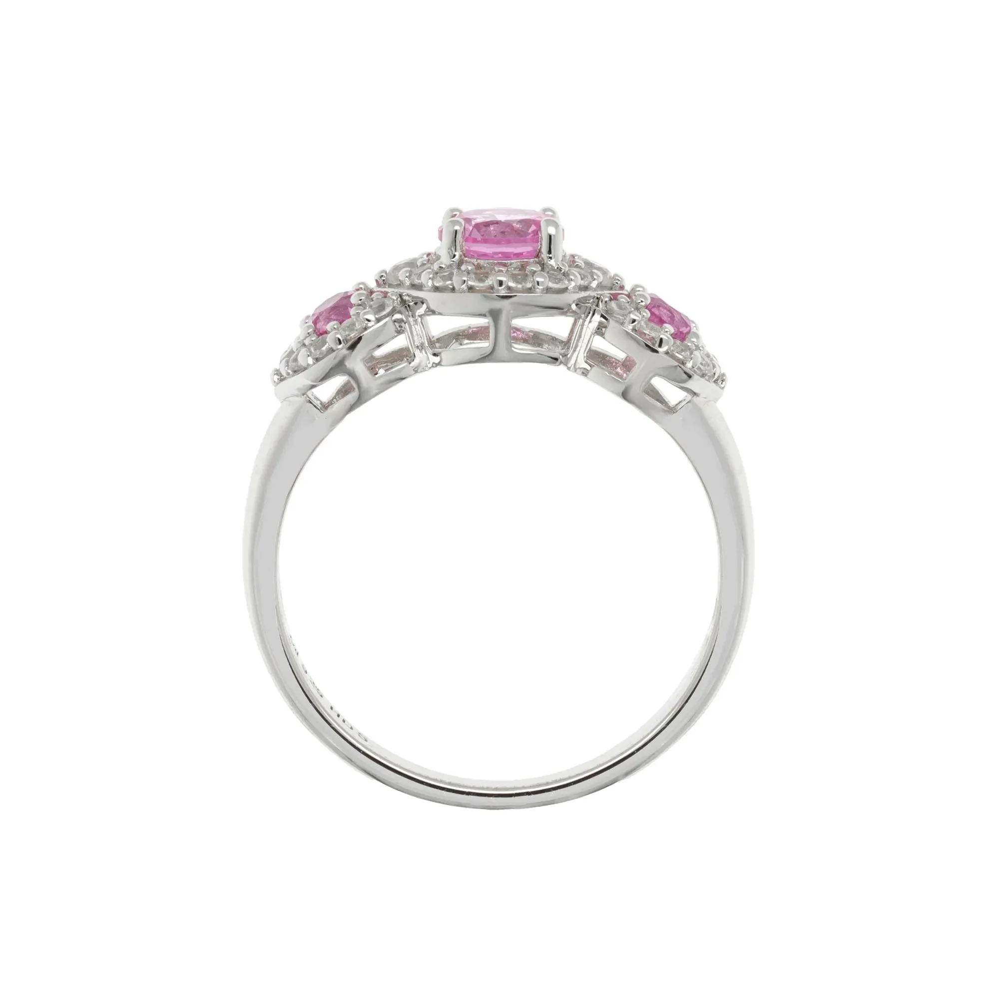 Lab-Created Multi-Gemstone Ring .925 Sterling Silver White Size 6 2mm - Image 2