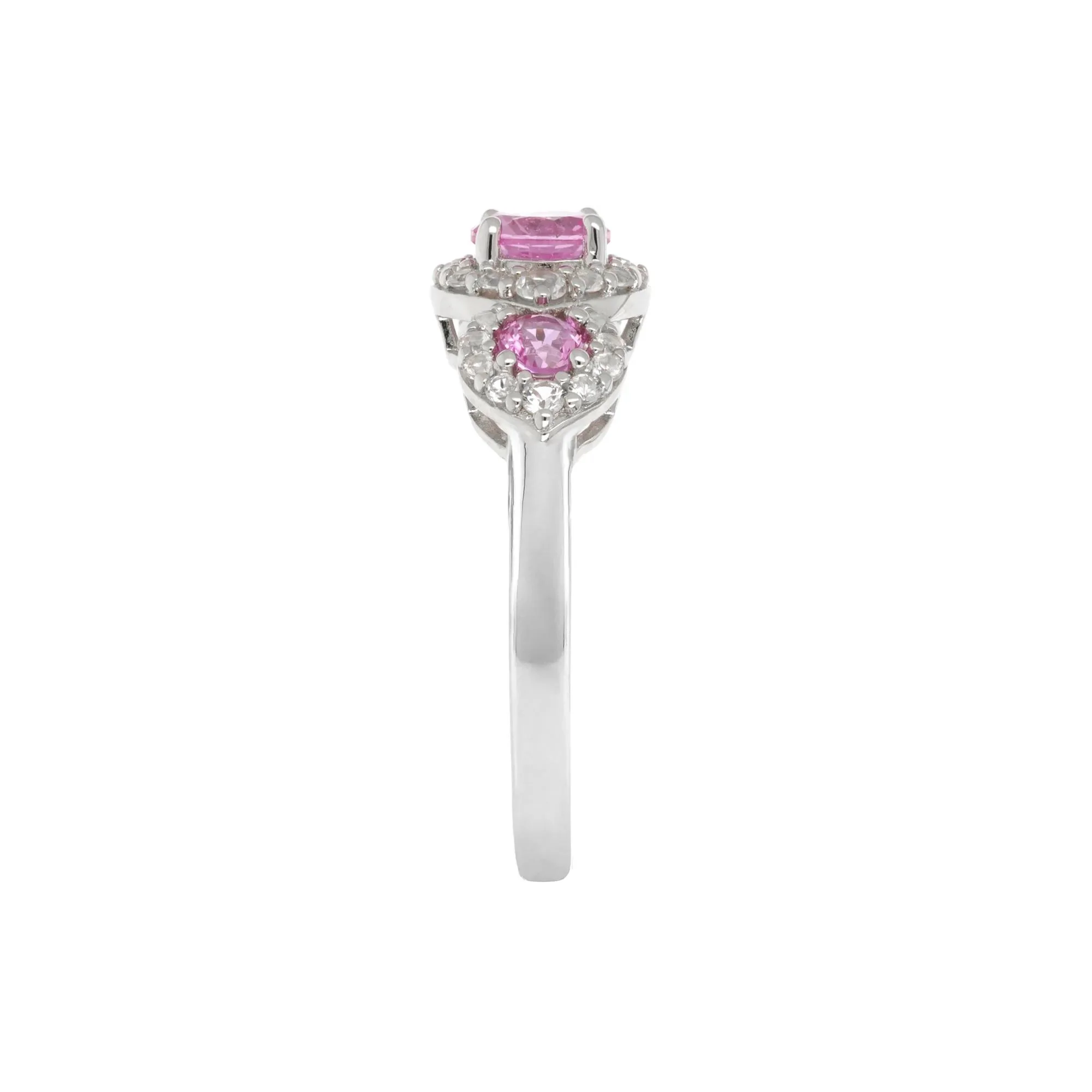 Lab-Created Multi-Gemstone Ring .925 Sterling Silver White Size 7 2mm - Image 3