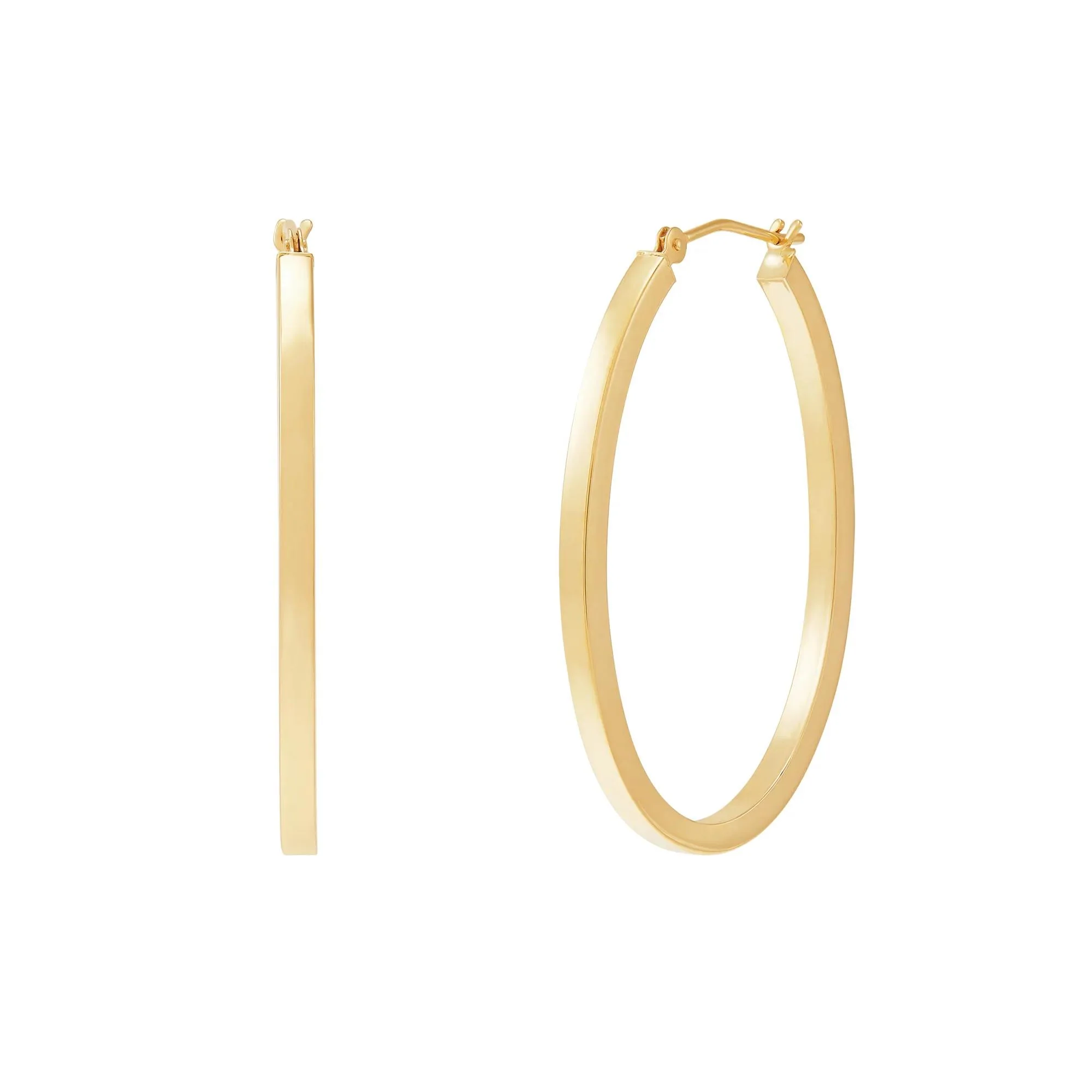 Oval Polished Hoop Earrings 14K Yellow Gold Size 27.00mm