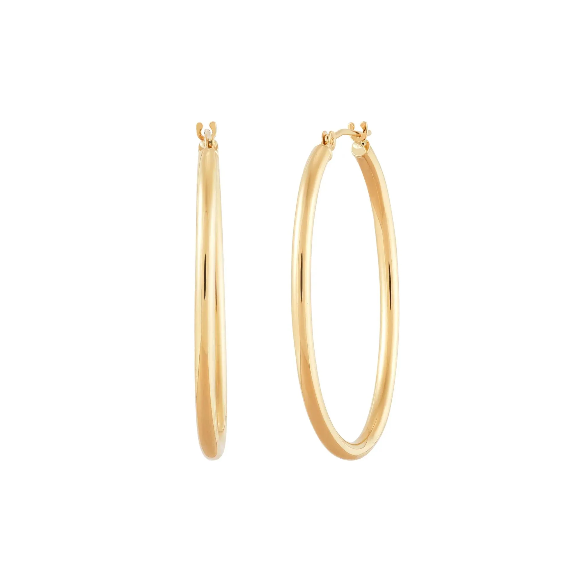 Polished Oval Hoop Earrings 14K Gold Yellow Size 30.00mm