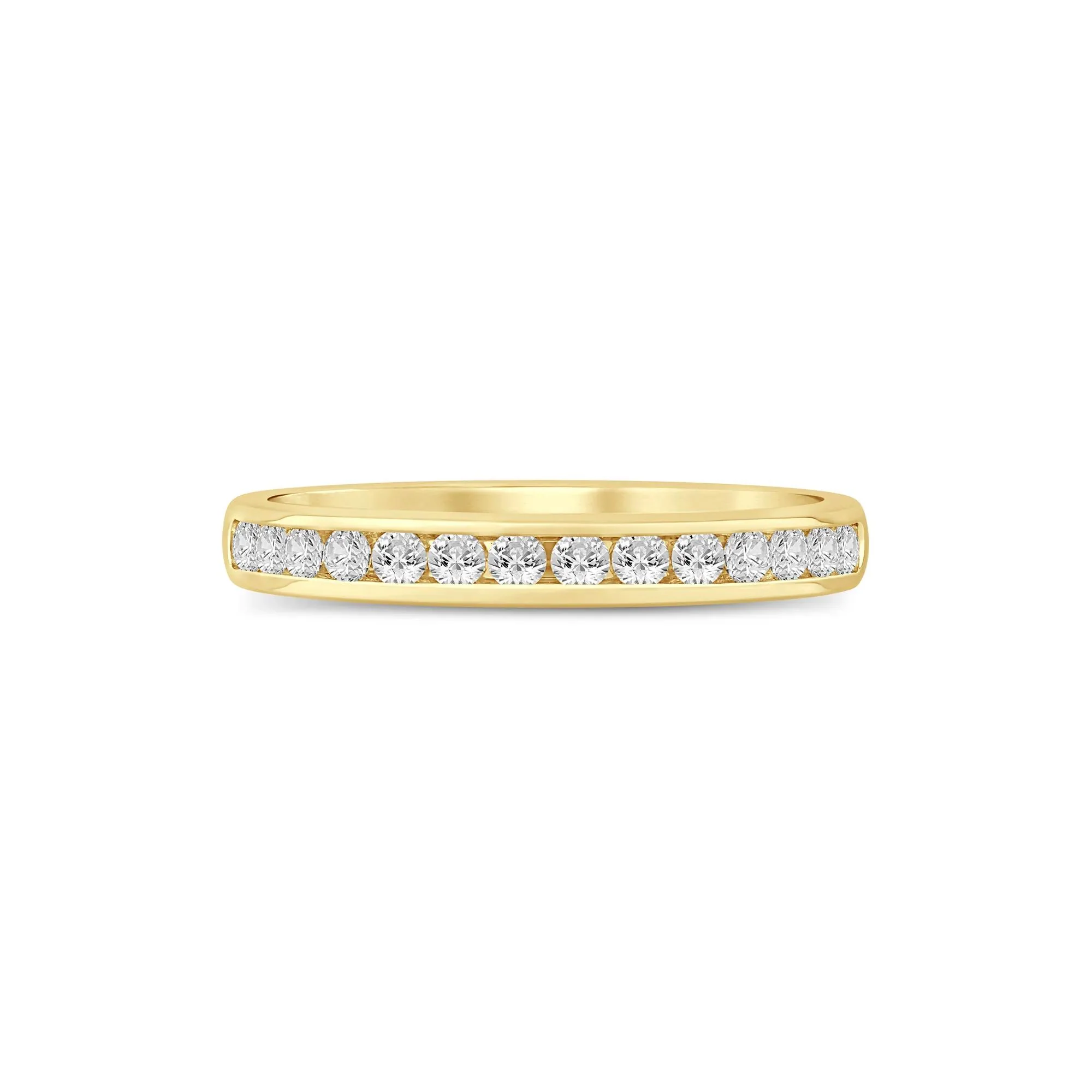 1/3 CT. Tw. Lab Grown Diamond Channel-Set Wedding Band Ring 14K Gold Round Brilliant Cut Yellow Size 6.5 3mm