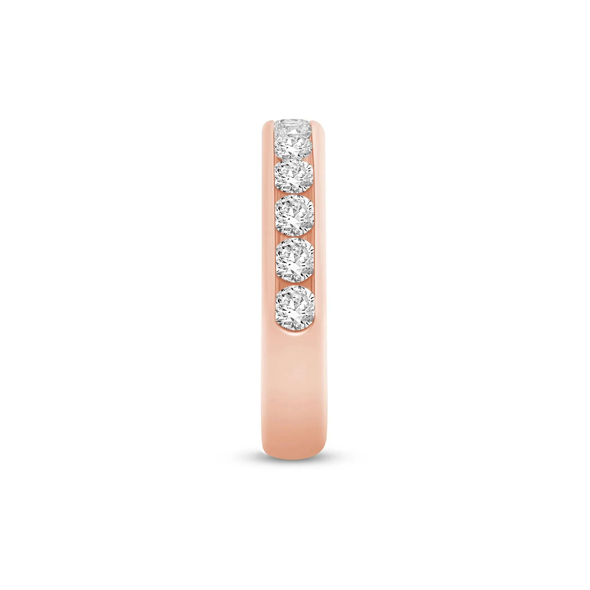 1 CT. Tw. Lab Grown Diamond Channel-Set Wedding Band Ring 14K Rose Gold Round Brilliant Cut Size 9 4mm - Image 3