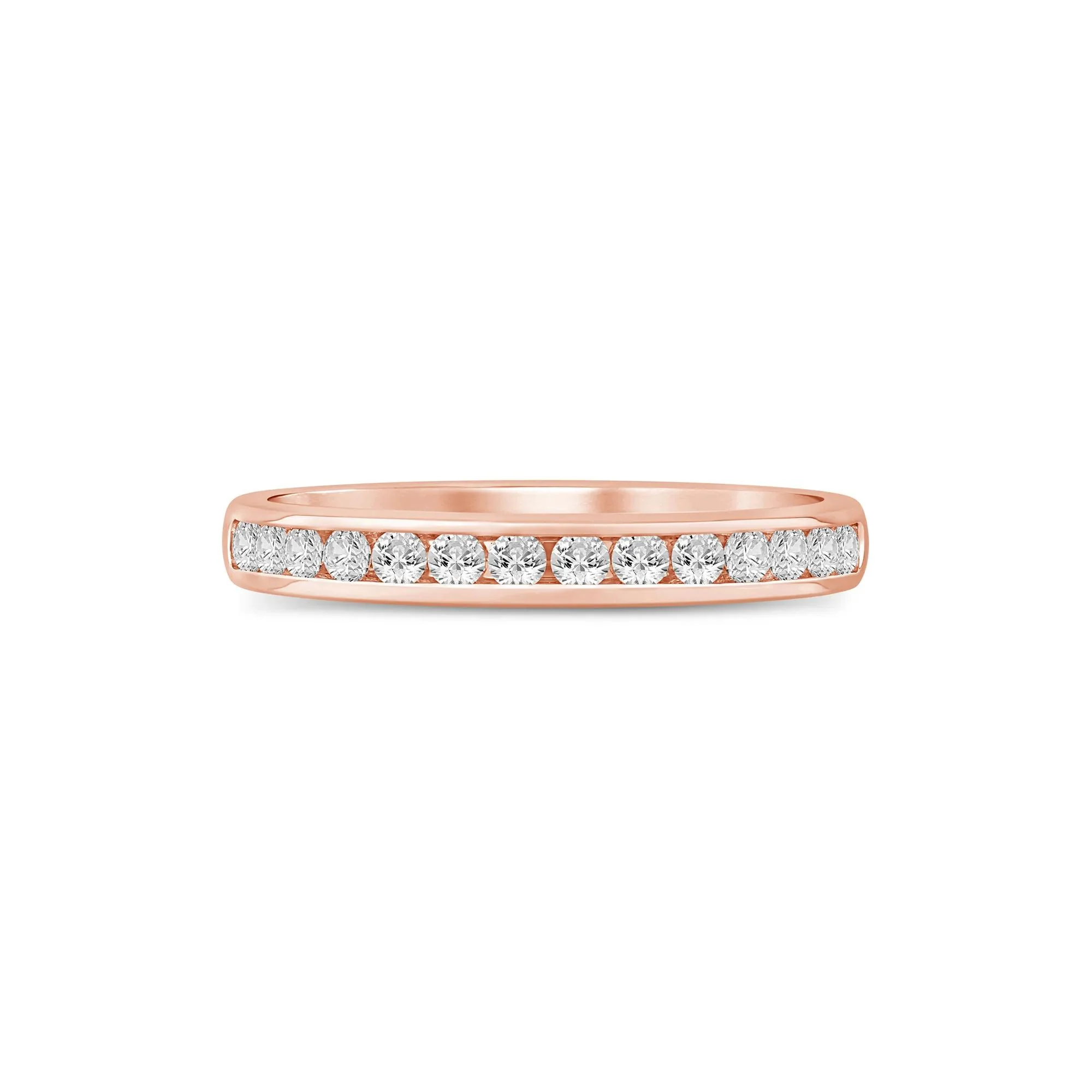 1/3 CT. Tw. Lab Grown Diamond Channel-Set Wedding Band Ring 14K Rose Gold Round Brilliant Cut Size 5 3mm