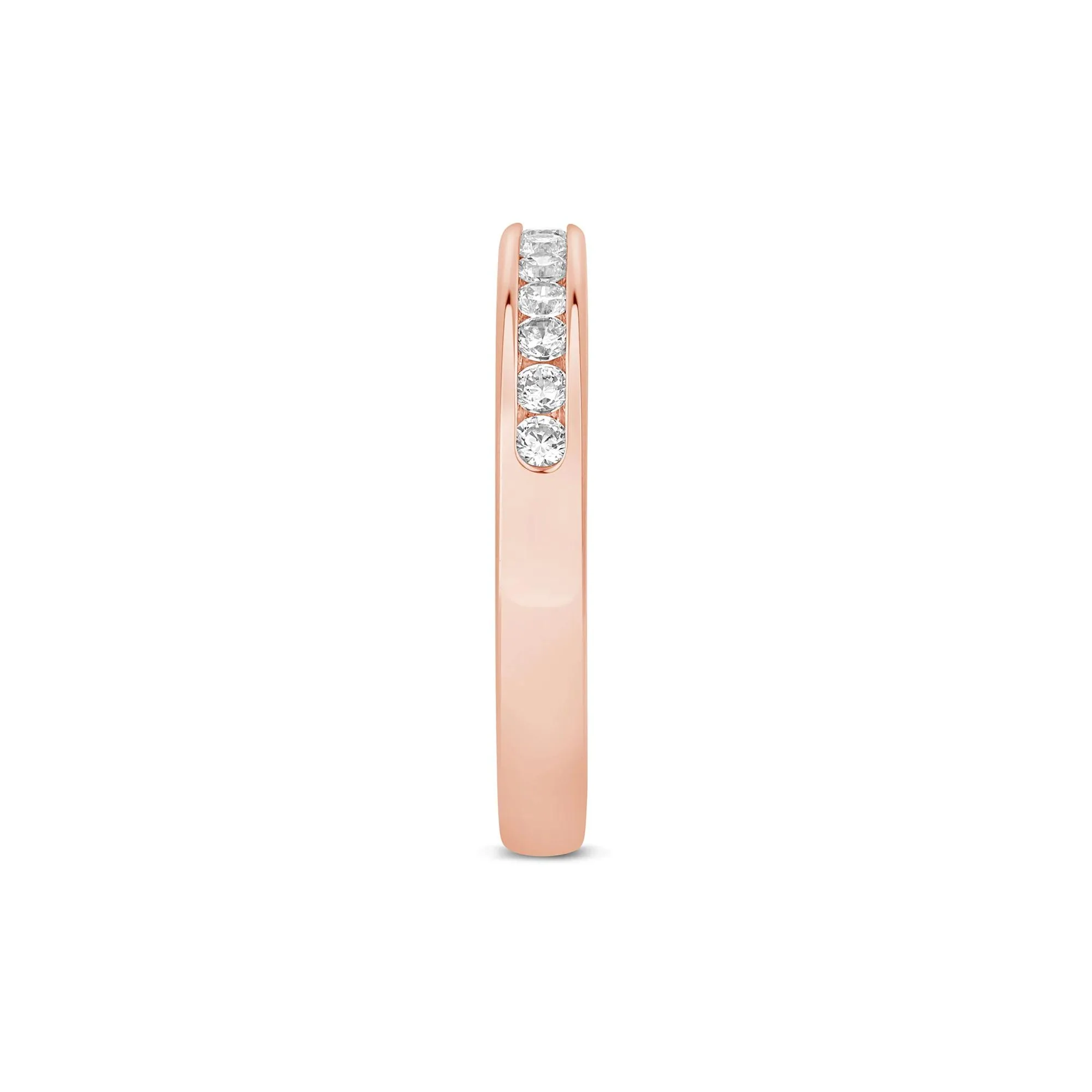 1/3 CT. Tw. Lab Grown Diamond Channel-Set Wedding Band Ring 14K Rose Gold Round Brilliant Cut Size 8.5 3mm - Image 3
