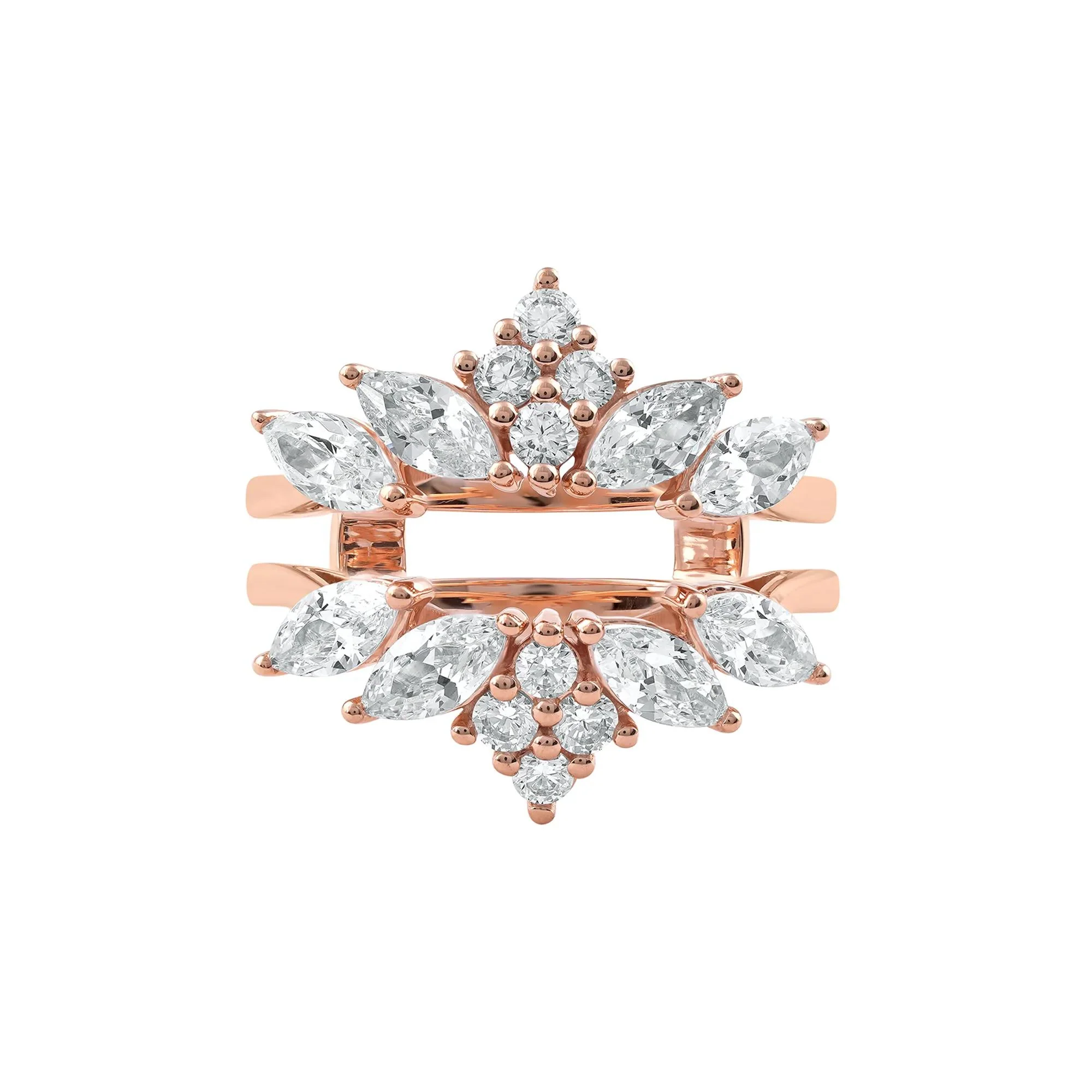 2 CT. Tw. Lab Grown Diamond Enhancer 14K Rose Gold Ring Round Brilliant Cut Size 6