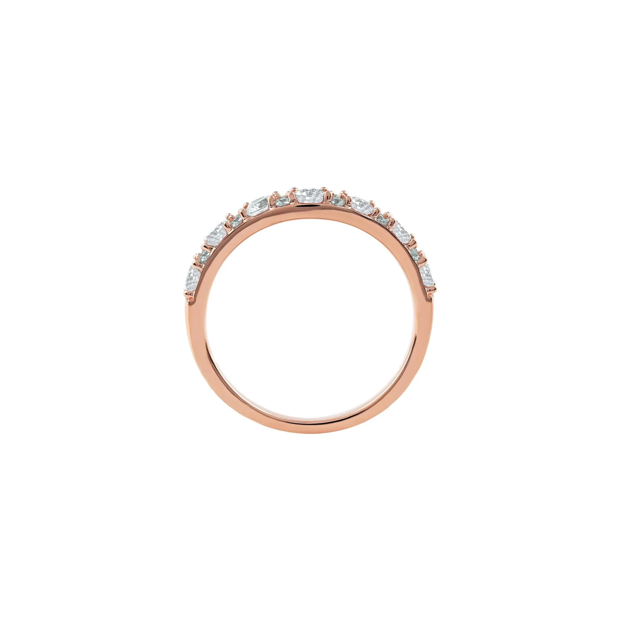 3/4 CT. Tw. Lab Grown Diamond Contour Band Ring 14K Rose Gold Round Brilliant Cut Size 7.5 - Image 2