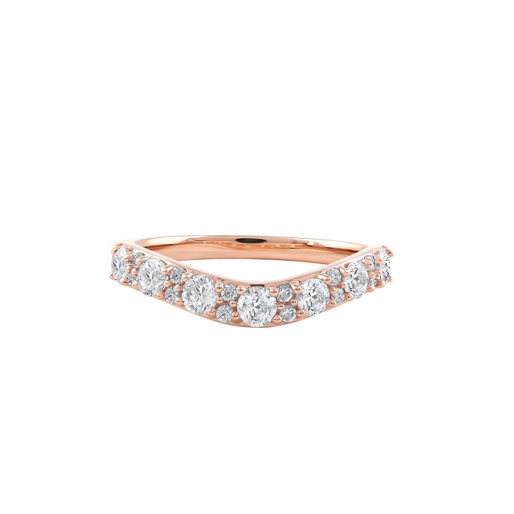 3/4 CT. Tw. Lab Grown Diamond Contour Band Ring 14K Rose Gold Round Brilliant Cut Size 8