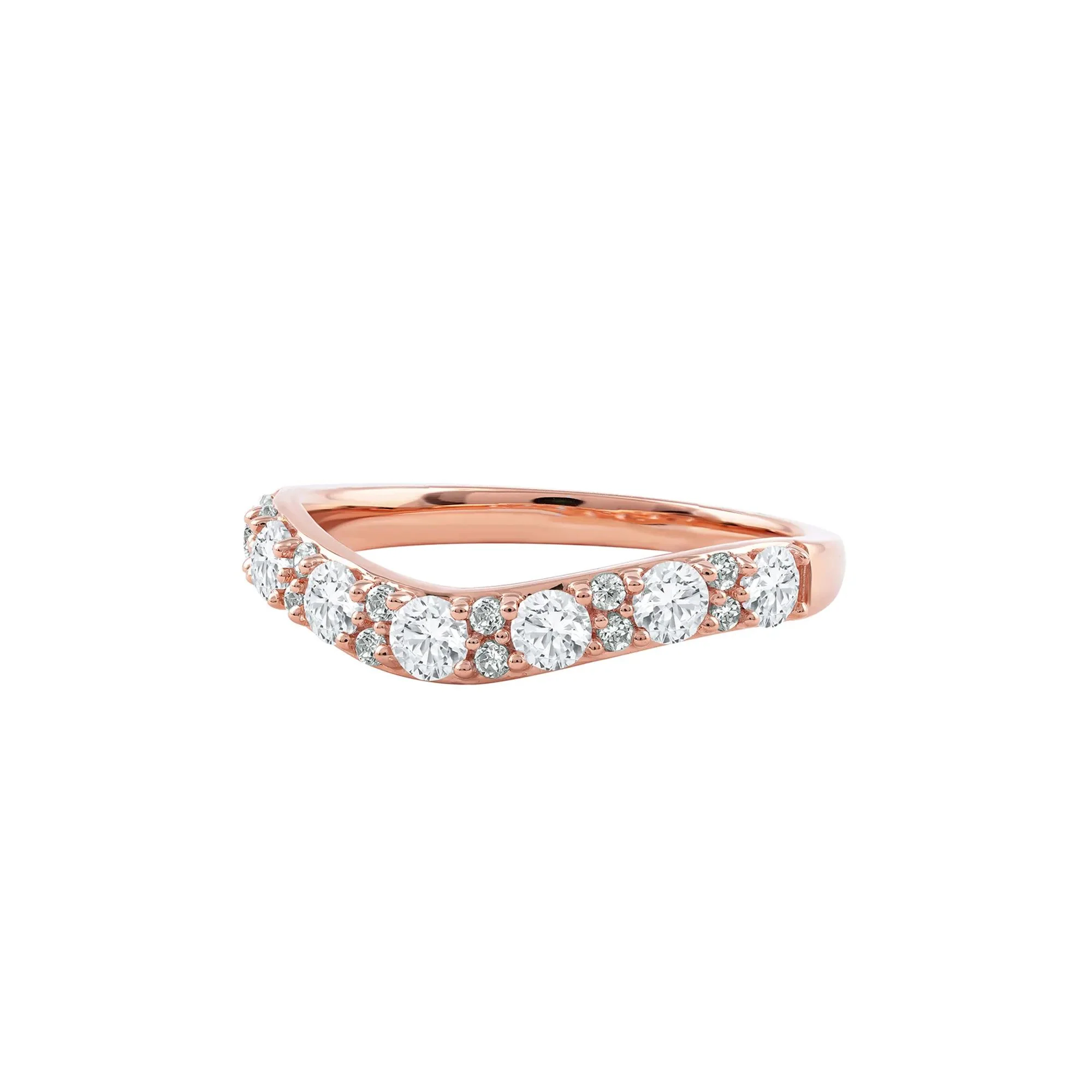 3/4 CT. Tw. Lab Grown Diamond Contour Band Ring 14K Rose Gold Round Brilliant Cut Size 8 - Image 4