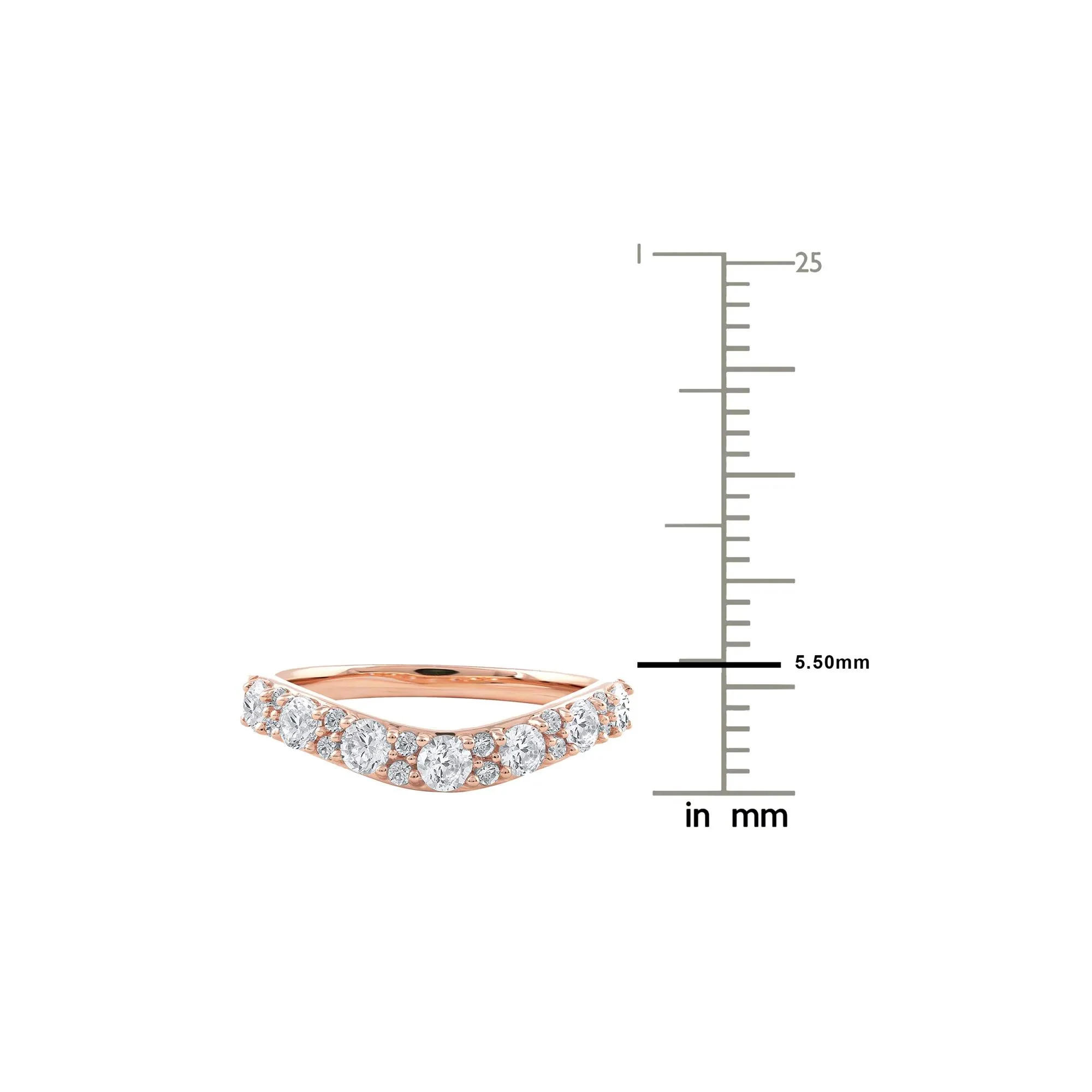 3/4 CT. Tw. Lab Grown Diamond Contour Band Ring 14K Rose Gold Round Brilliant Cut Size 8 - Image 7