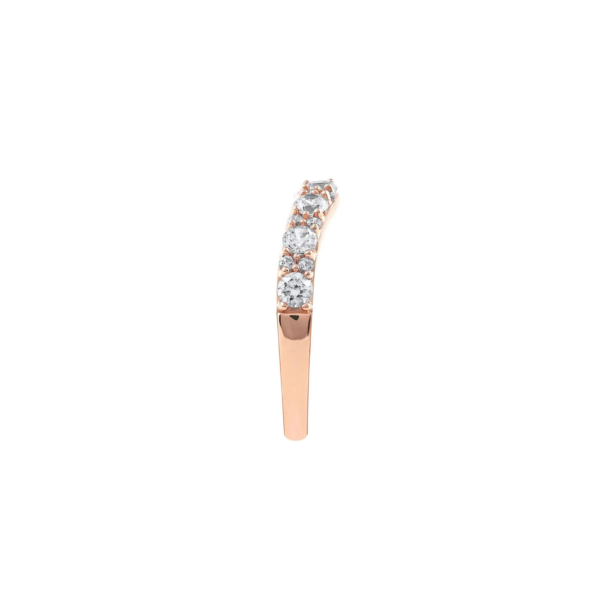 3/4 CT. Tw. Lab Grown Diamond Contour Band Ring 14K Rose Gold Round Brilliant Cut Size 8.5 - Image 3