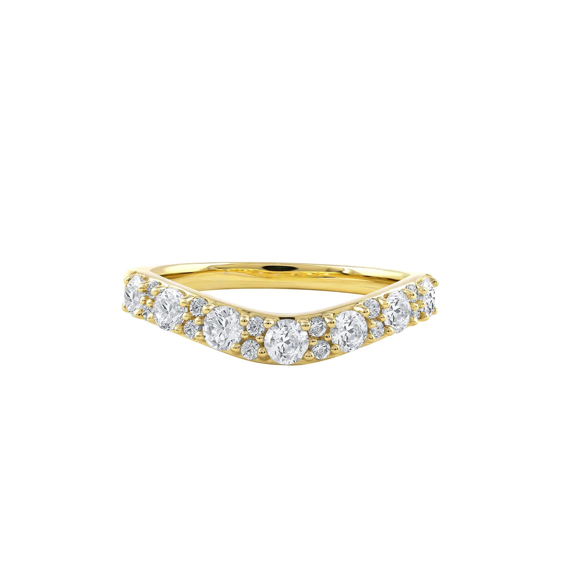 3/4 CT. Tw. Lab Grown Diamond Contour Band Ring 14K Yellow Gold Round Brilliant Cut Size 5.5