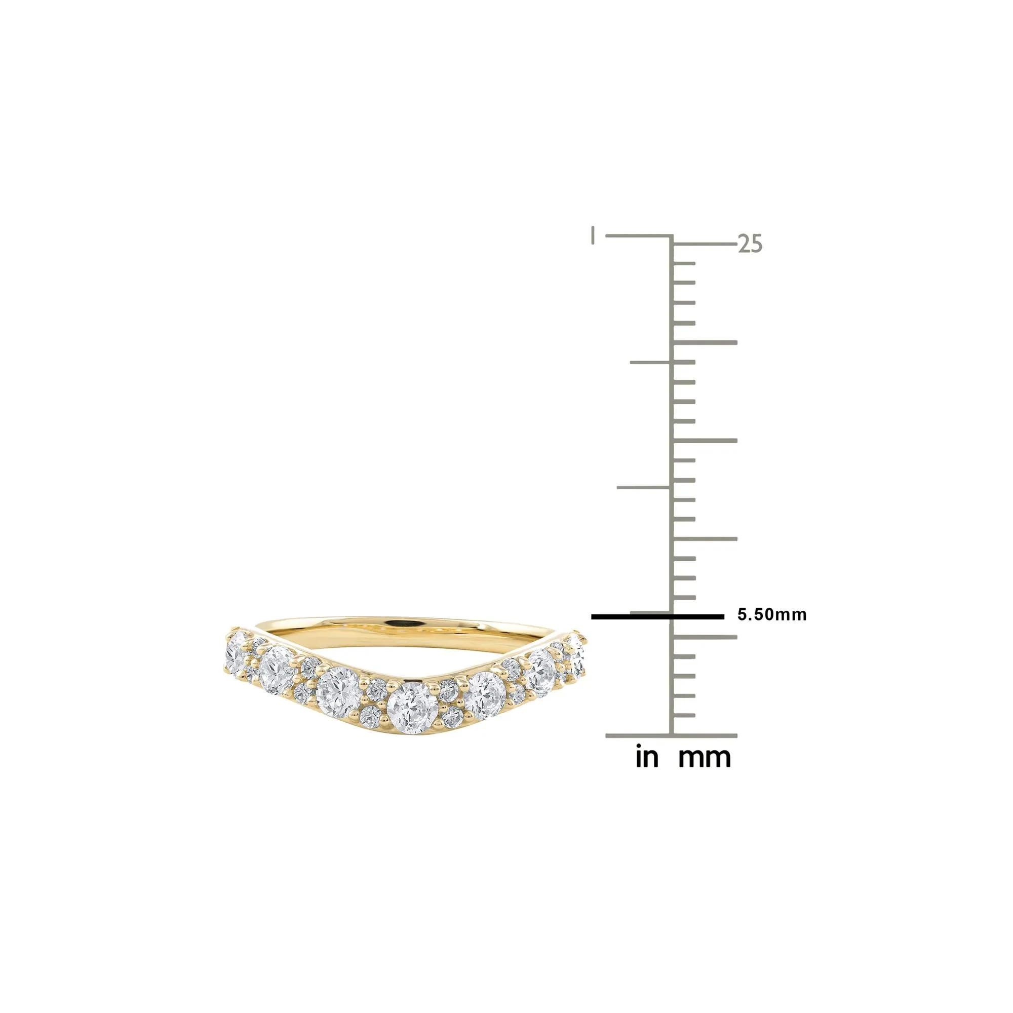 3/4 CT. Tw. Lab Grown Diamond Contour Band Ring 14K Yellow Gold Round Brilliant Cut Size 8 - Image 7