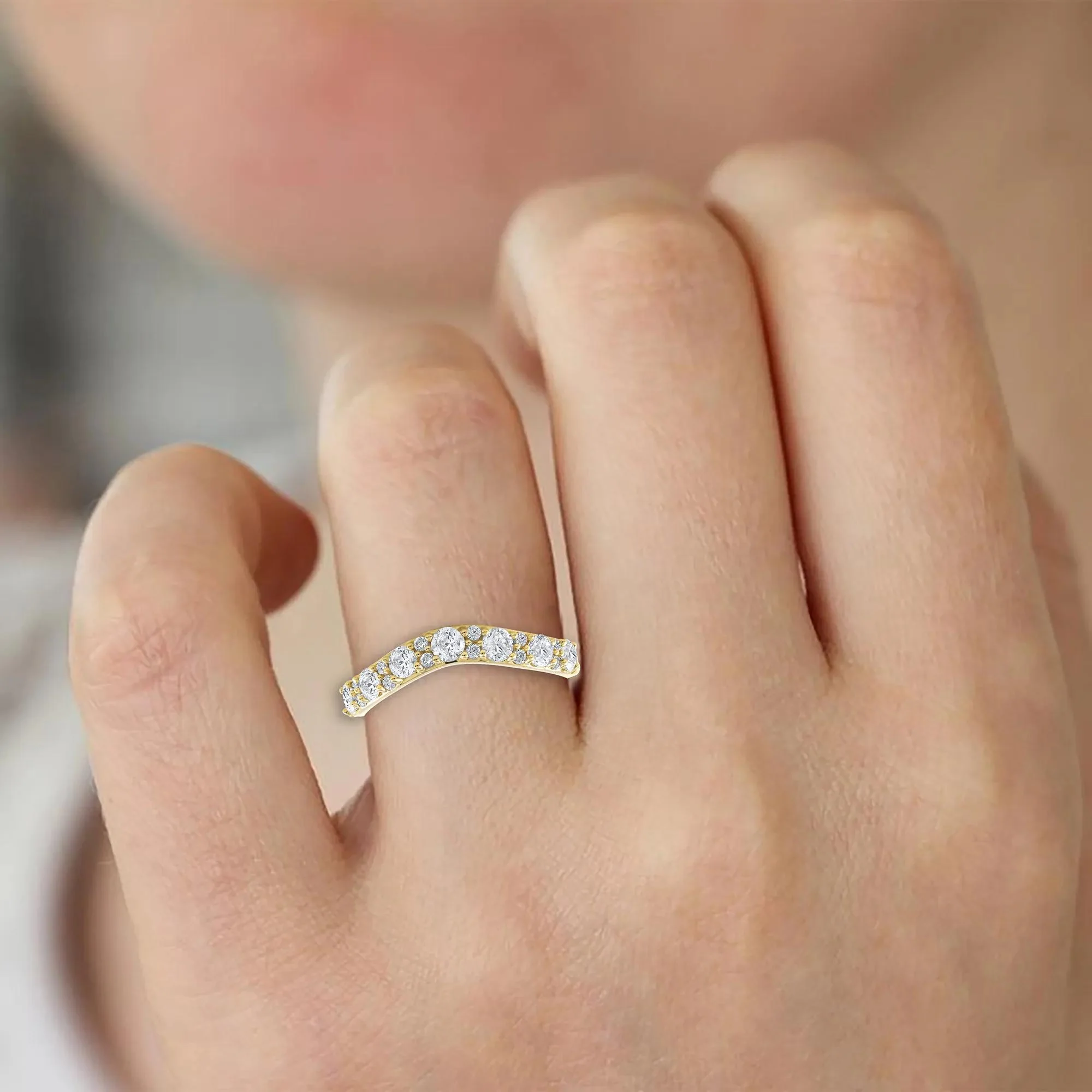 3/4 CT. Tw. Lab Grown Diamond Contour Band Ring 14K Yellow Gold Round Brilliant Cut Size 8.5 - Image 6