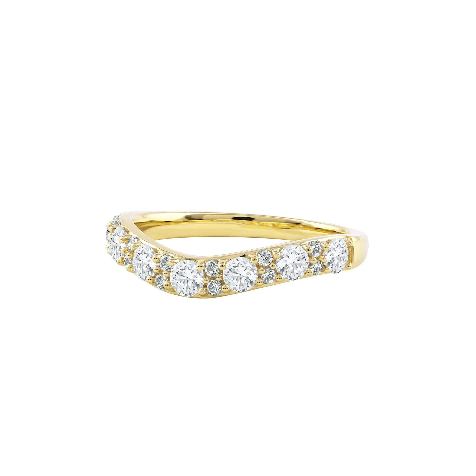 3/4 CT. Tw. Lab Grown Diamond Contour Band Ring 14K Yellow Gold Round Brilliant Cut Size 9 - Image 4