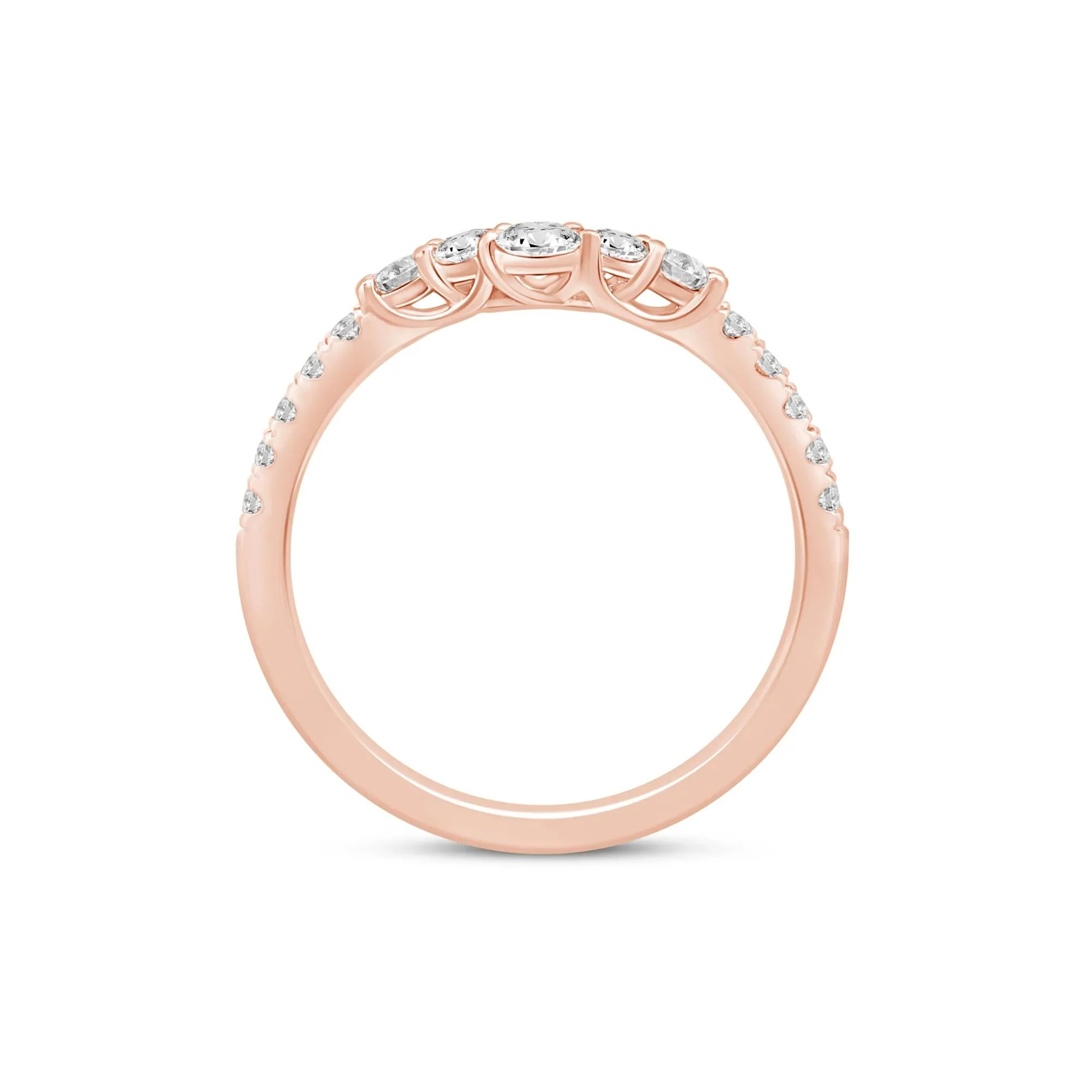 1/2 CT. Tw. Lab Grown Diamond Contour Band Ring 14K Rose Gold Size 7.5 2mm - Image 2