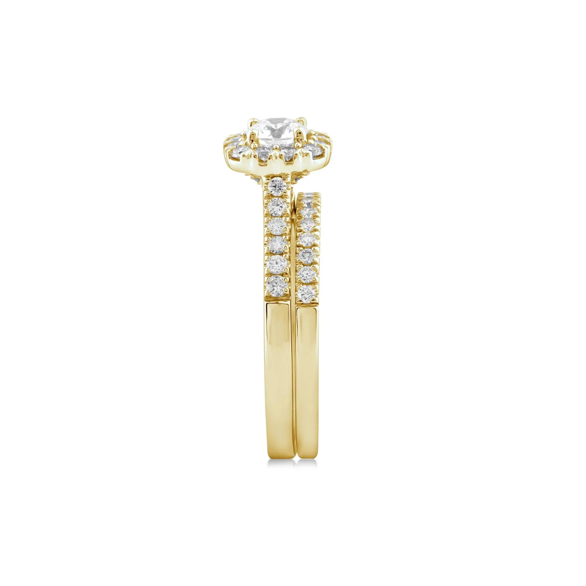 1 CT. Tw. Lab Grown Diamond Engagement Set 10K Yellow Gold Ring Round Brilliant Cut Size 6.5 2mm - Image 3