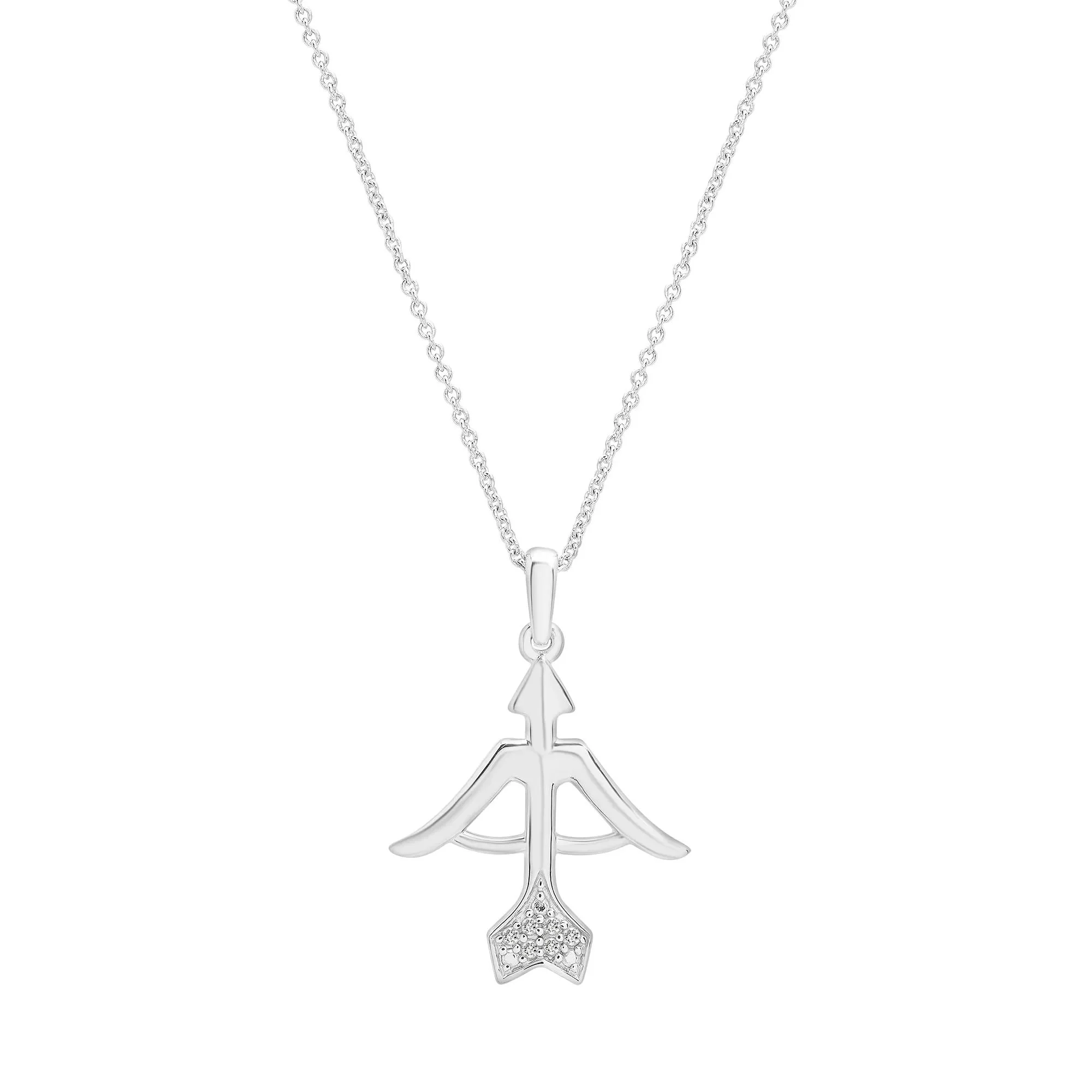 Diamond Accent Sagittarius Pendant Necklace .925 Sterling Silver White Size 18"