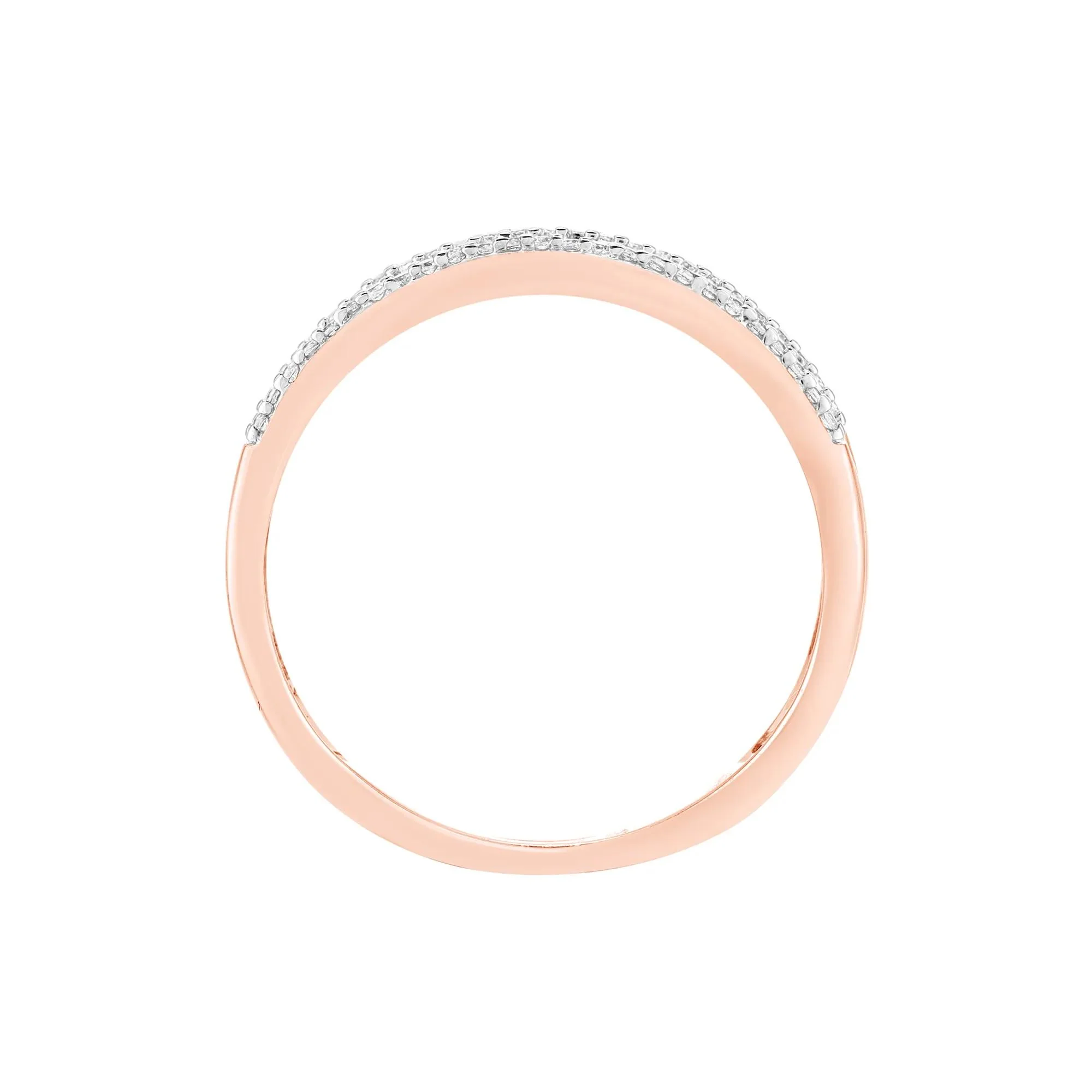 1/4 CT. Tw. Multi-Row Diamond Wedding Band Ring 10K Rose Gold Round Brilliant Cut Size 6.5 4mm - Image 2