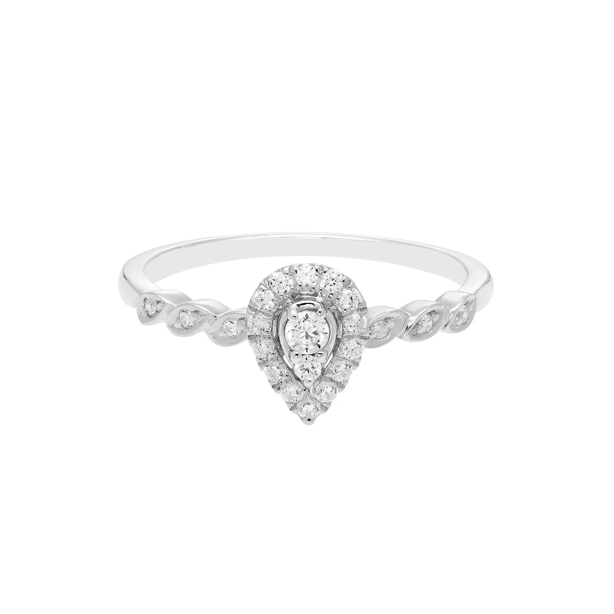 1/5 CT. Tw. Pear-Shaped Diamond Promise Ring with Halo 10K White Gold Size 6