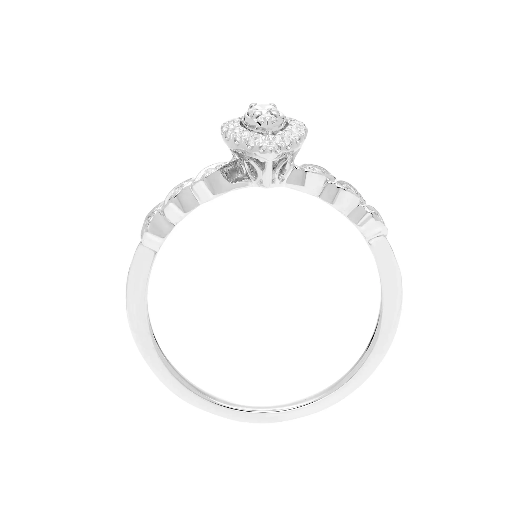 1/5 CT. Tw. Pear-Shaped Diamond Promise Ring with Halo 10K White Gold Size 8 - Image 2