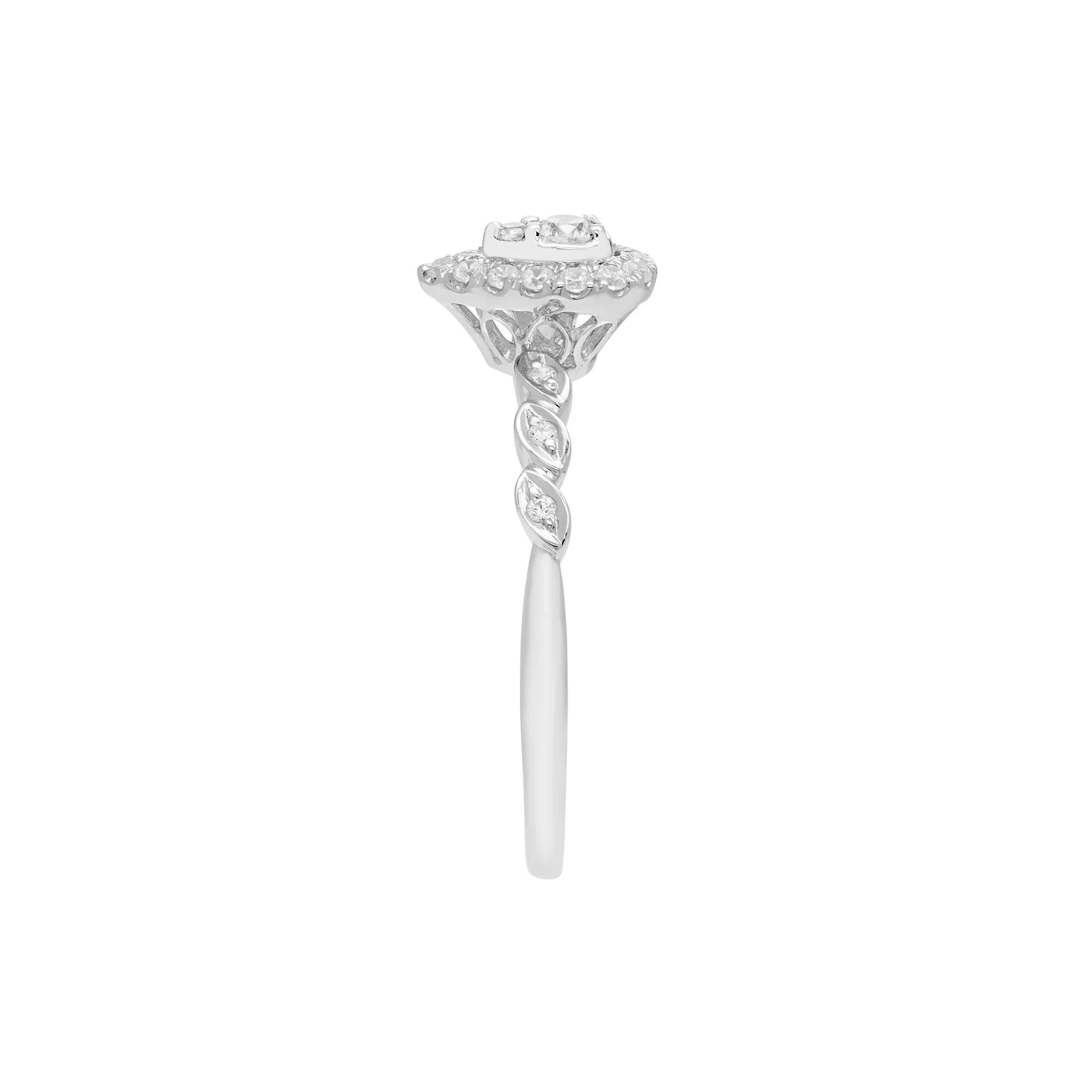 1/5 CT. Tw. Pear-Shaped Diamond Promise Ring with Halo 10K White Gold Size 9 - Image 3