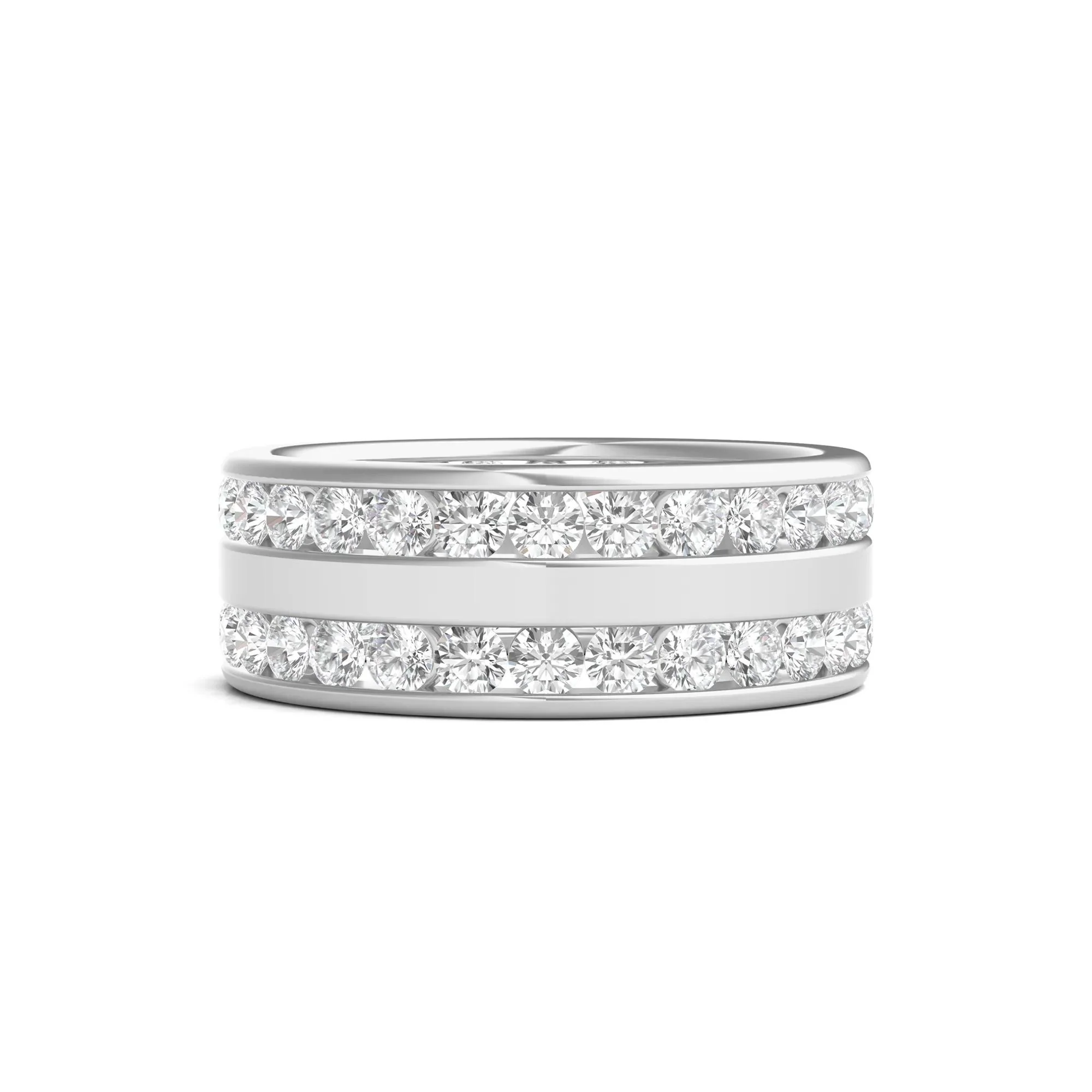 Round Lab Grown Diamond Double-Row Eternity Band Ring Platinum (3 5/8ct. Tw.) White Size 9