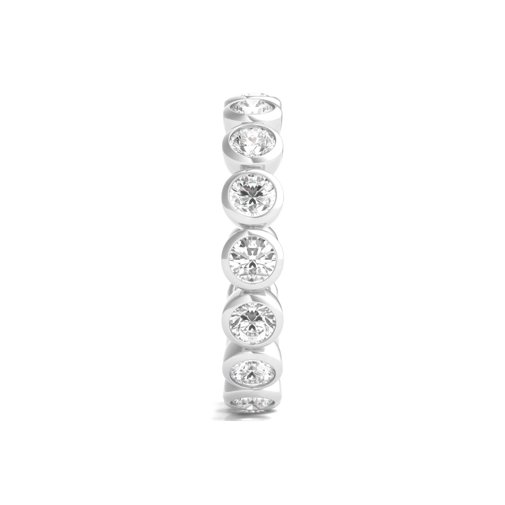 2 CT. Tw. Round Lab Grown Diamond Bezel-Set Eternity Band Ring Platinum White Size 5.5 - Image 3