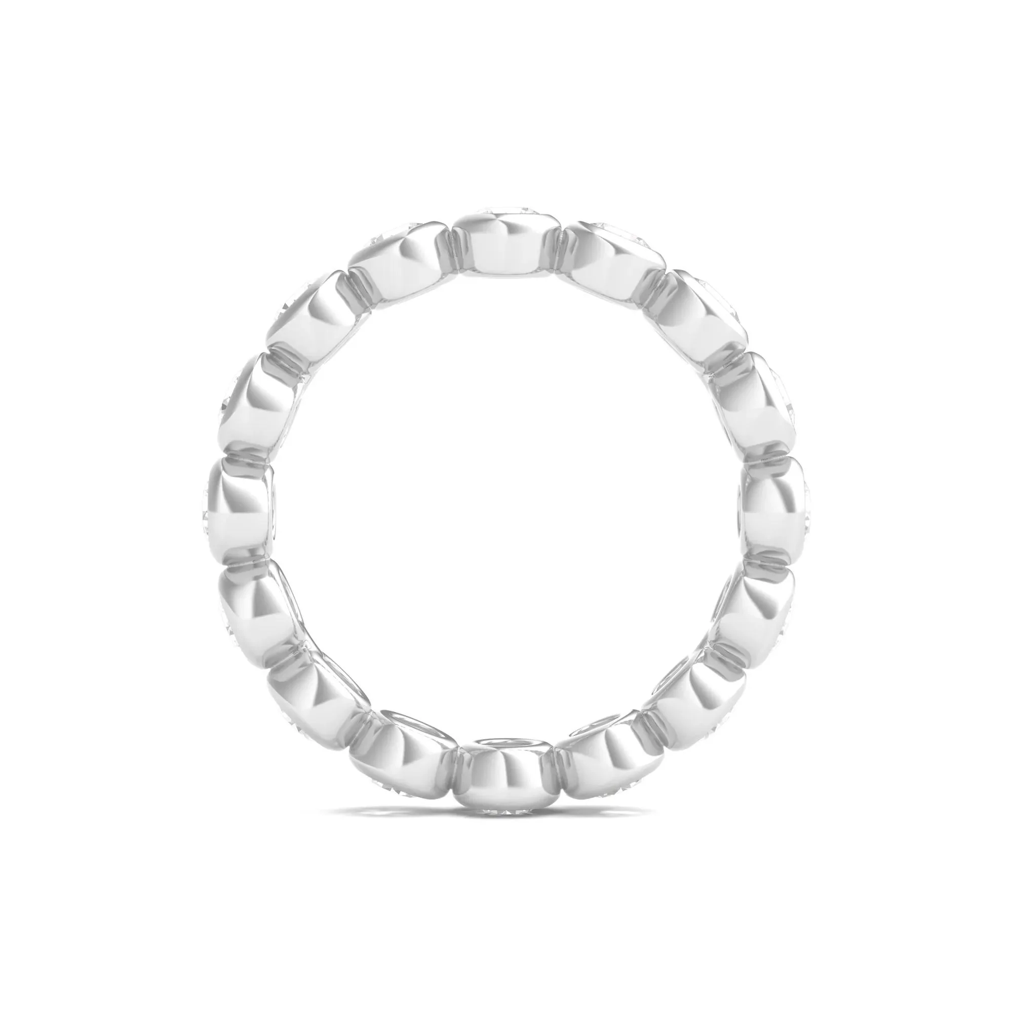 2 CT. Tw. Round Lab Grown Diamond Bezel-Set Eternity Band Ring Platinum White Size 6 - Image 2