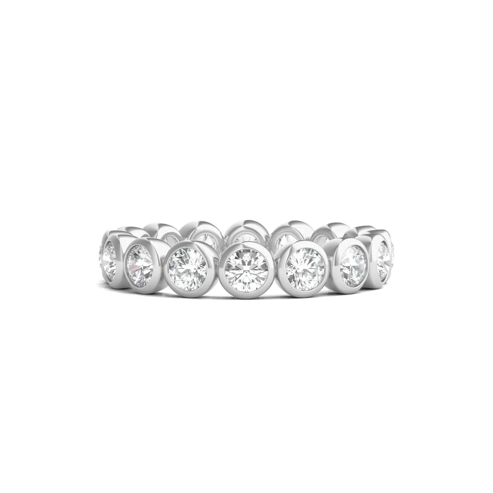 2 CT. Tw. Round Lab Grown Diamond Bezel-Set Eternity Band Ring Platinum White Size 8.5