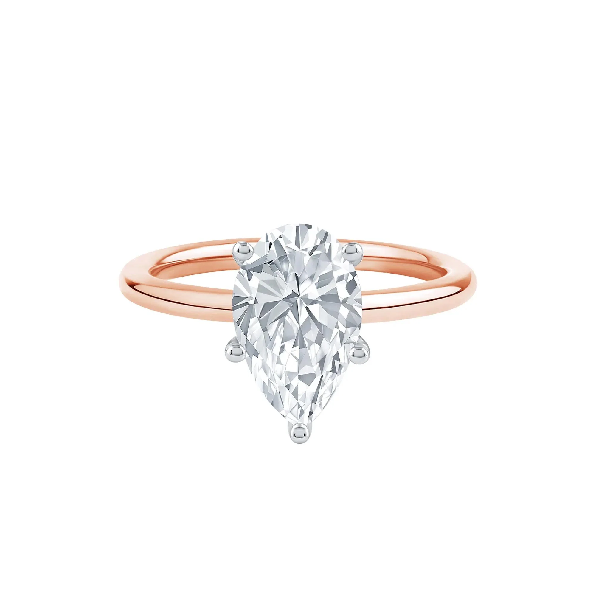 Lab Grown Diamond Pear-Shaped Solitaire Engagement Ring 14K Rose Gold (2 CT.) Size 5 2mm