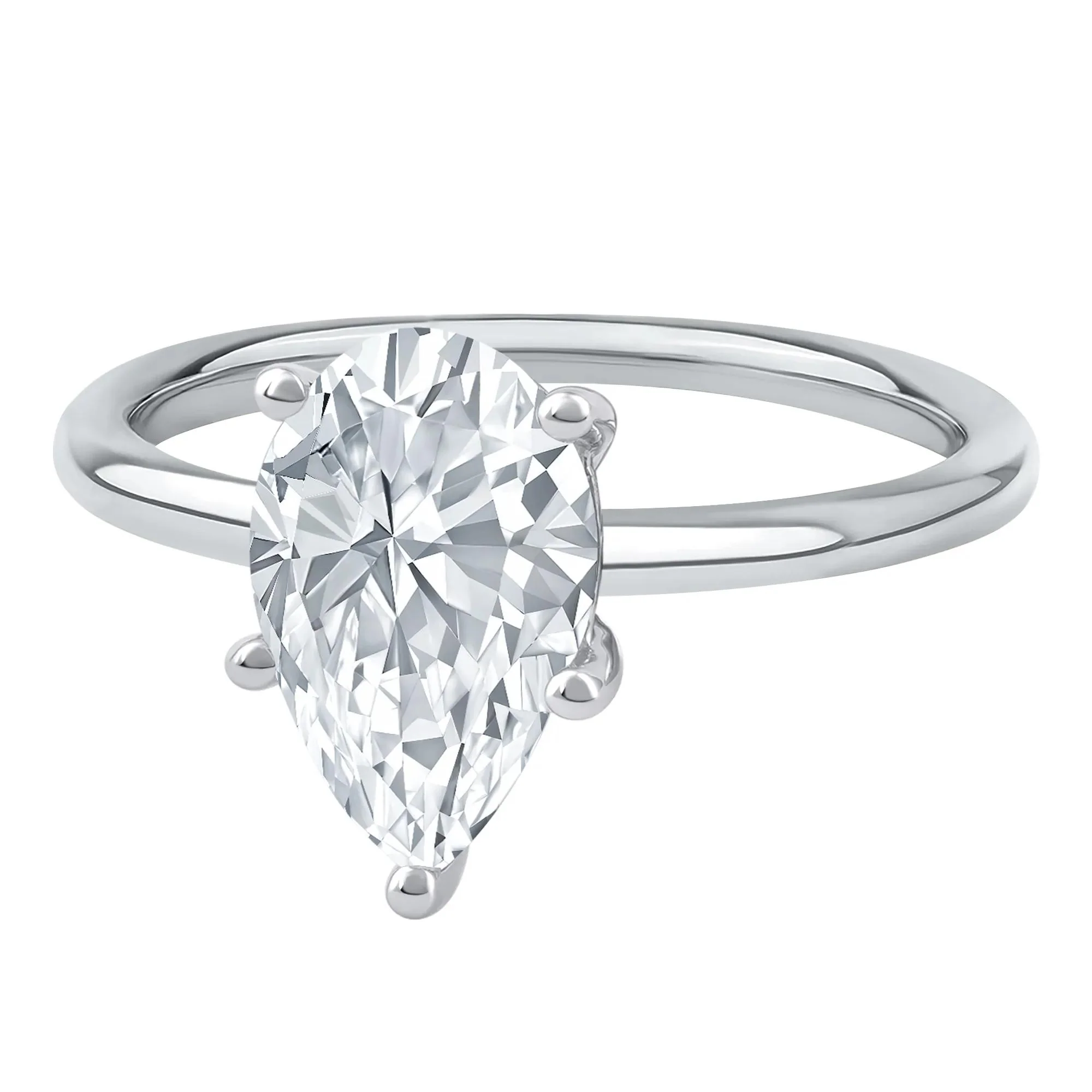 Lab Grown Diamond Pear-Shaped Solitaire Engagement Ring 14K White Gold (2 CT.) Size 6 2mm - Image 4