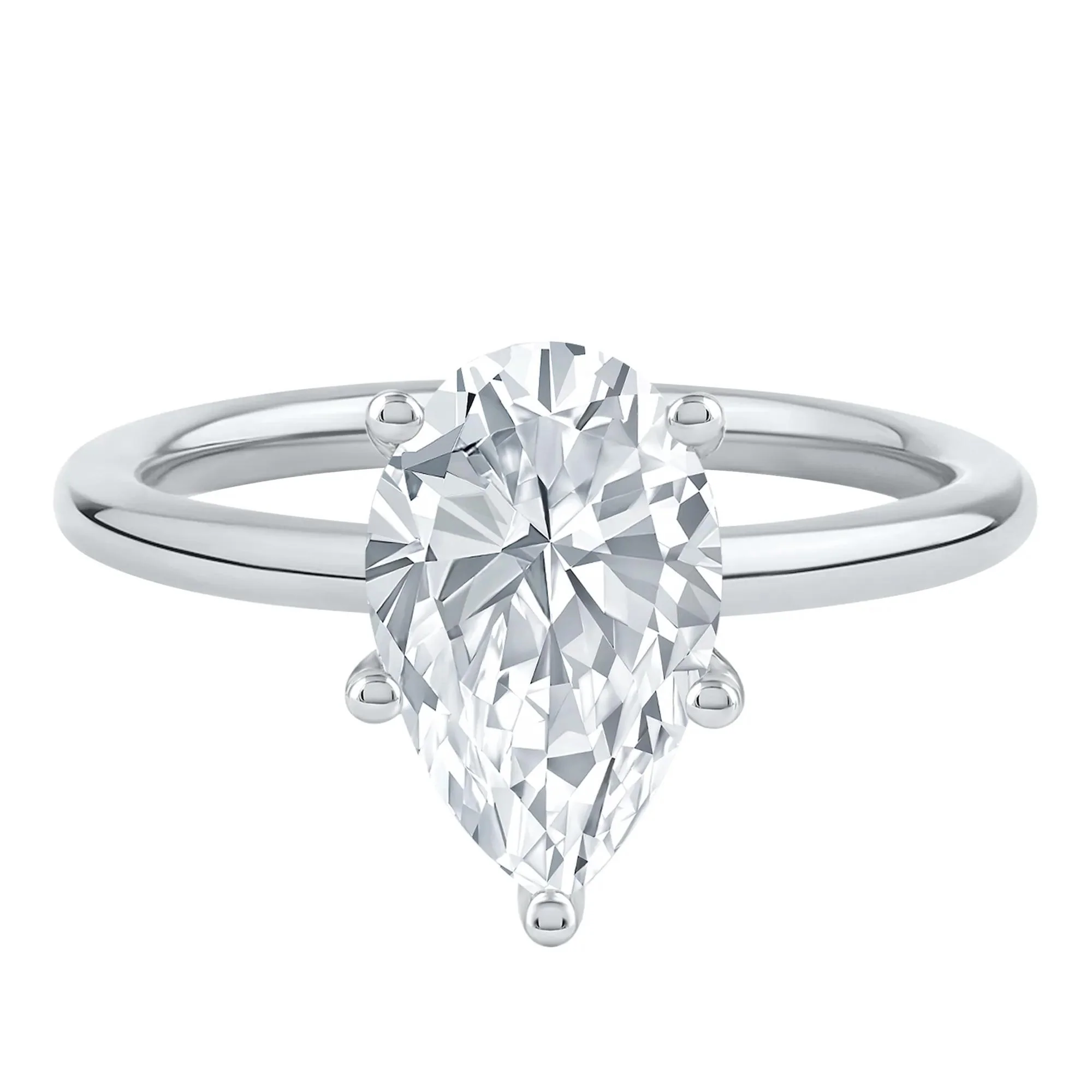 Lab Grown Diamond Pear-Shaped Solitaire Engagement Ring 14K White Gold (2 CT.) Size 6.5 2mm