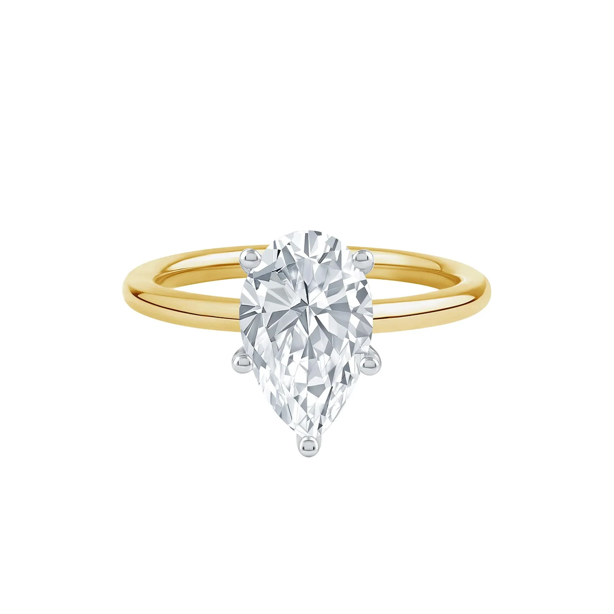 Lab Grown Diamond Pear-Shaped Solitaire Engagement Ring 14K Yellow Gold (2 CT.) Size 4 2mm