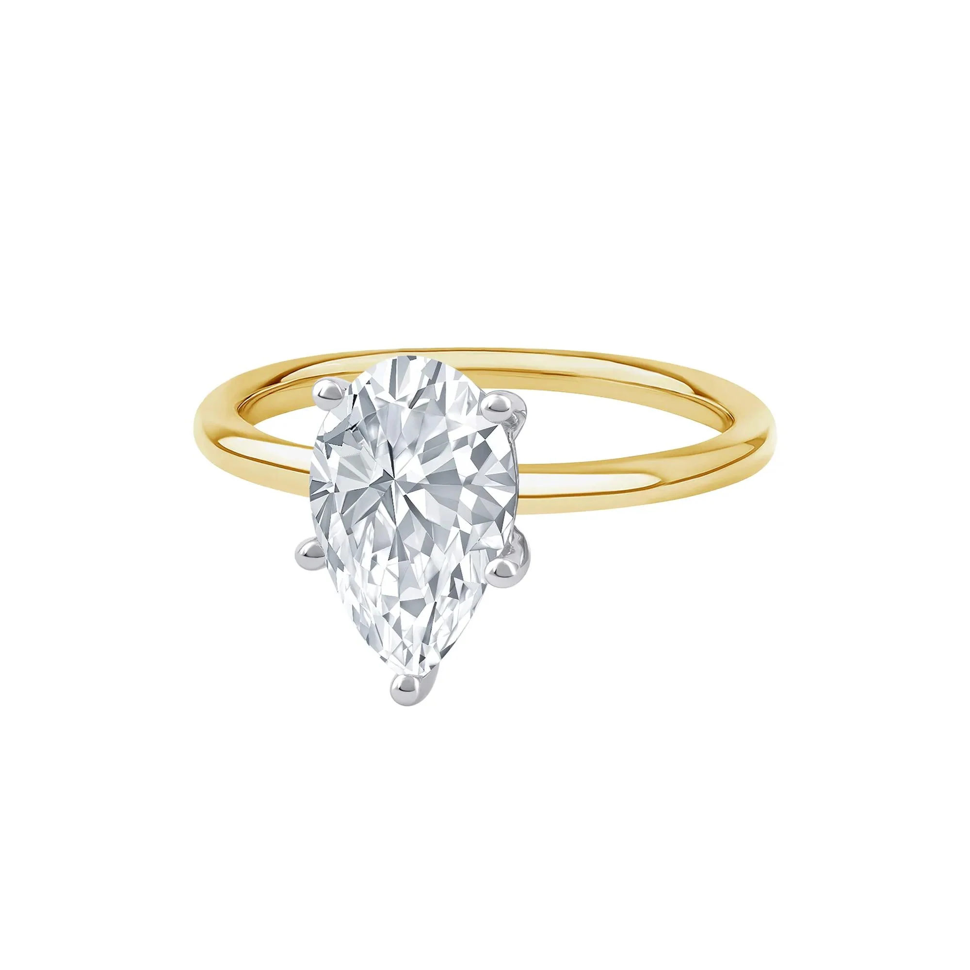 Lab Grown Diamond Pear-Shaped Solitaire Engagement Ring 14K Yellow Gold (2 CT.) Size 9 2mm - Image 4