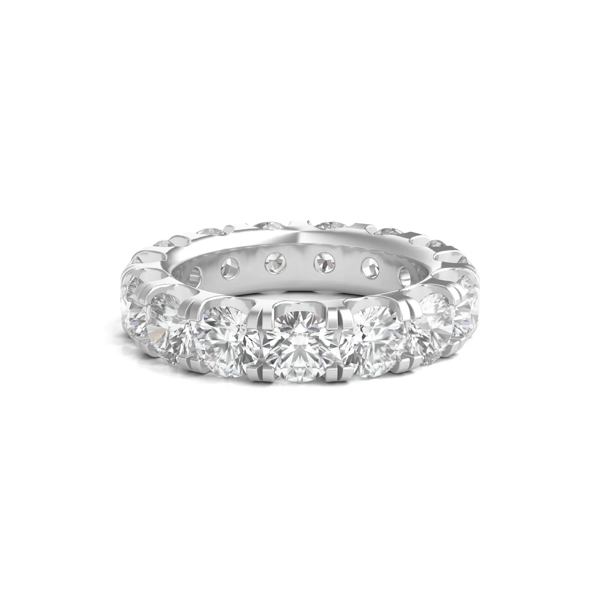 6 CT. Tw. Lab Grown Round Diamond Eternity Band Ring Platinum Round Brilliant Cut White Size 4 2mm