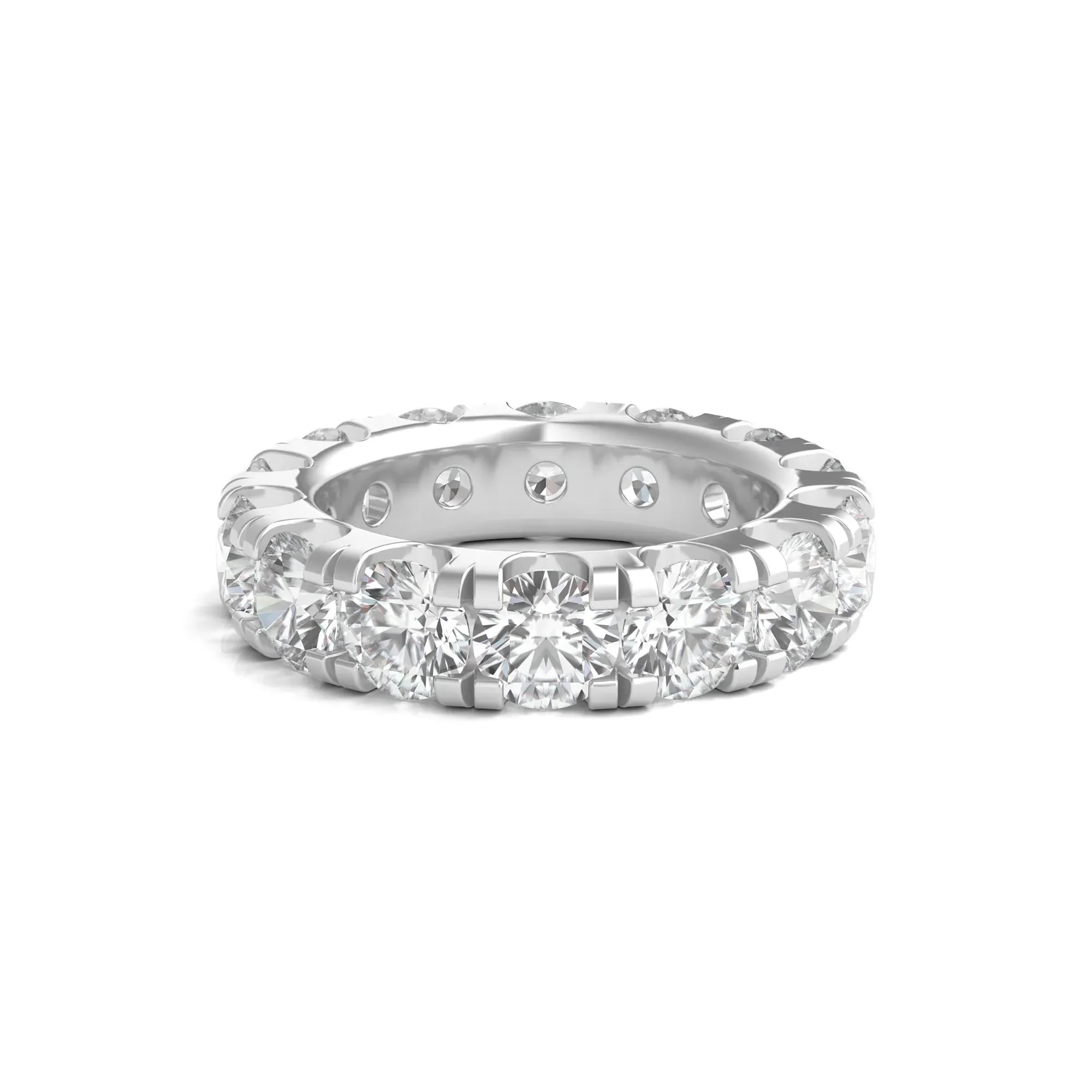 7 CT. Tw. Lab Grown Round Diamond Eternity Band Ring 14K White Gold Round Brilliant Cut Size 5.5 2mm