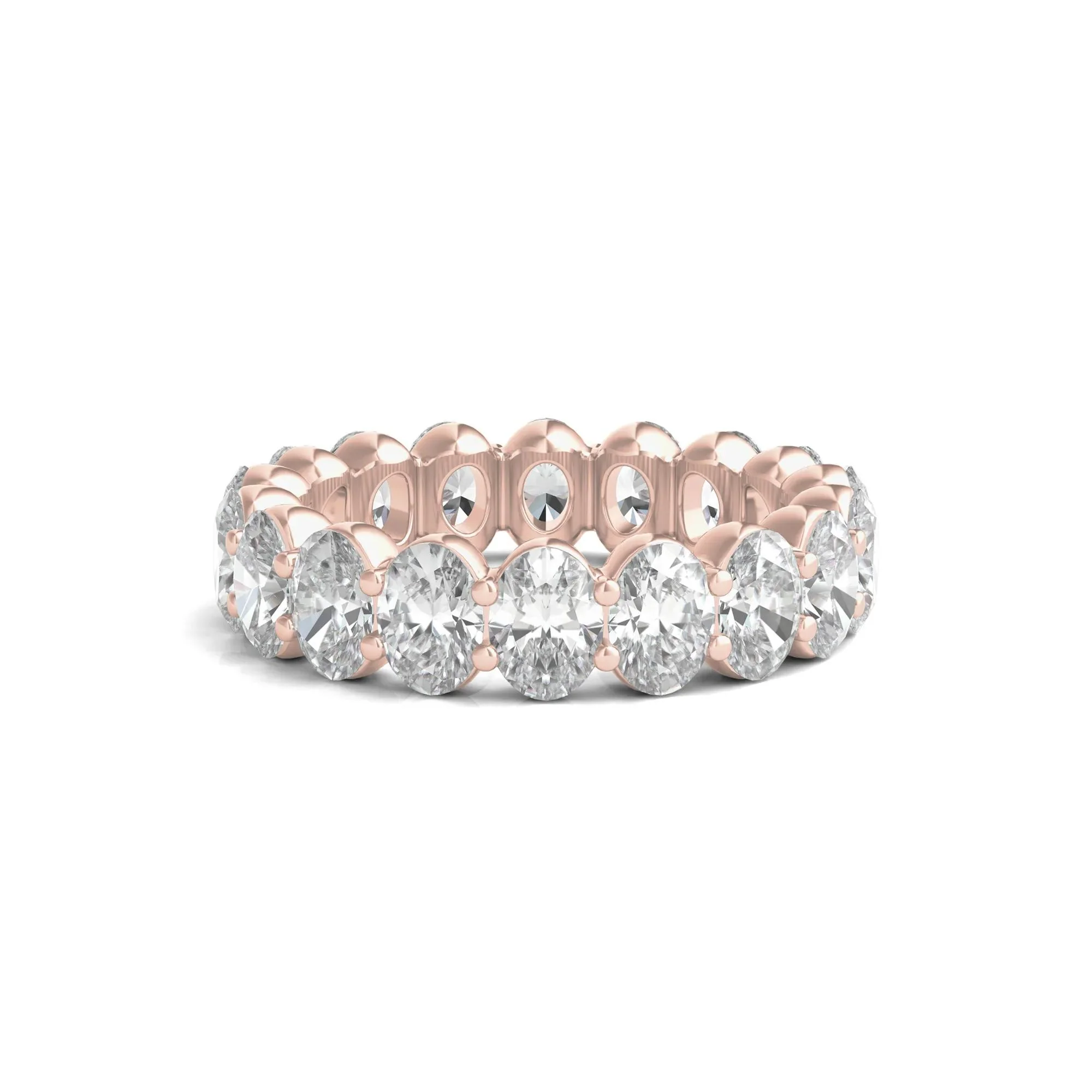 6 CT. Tw. Lab Grown Oval Diamond Eternity Band Ring 14K Rose Gold Size 7 2mm