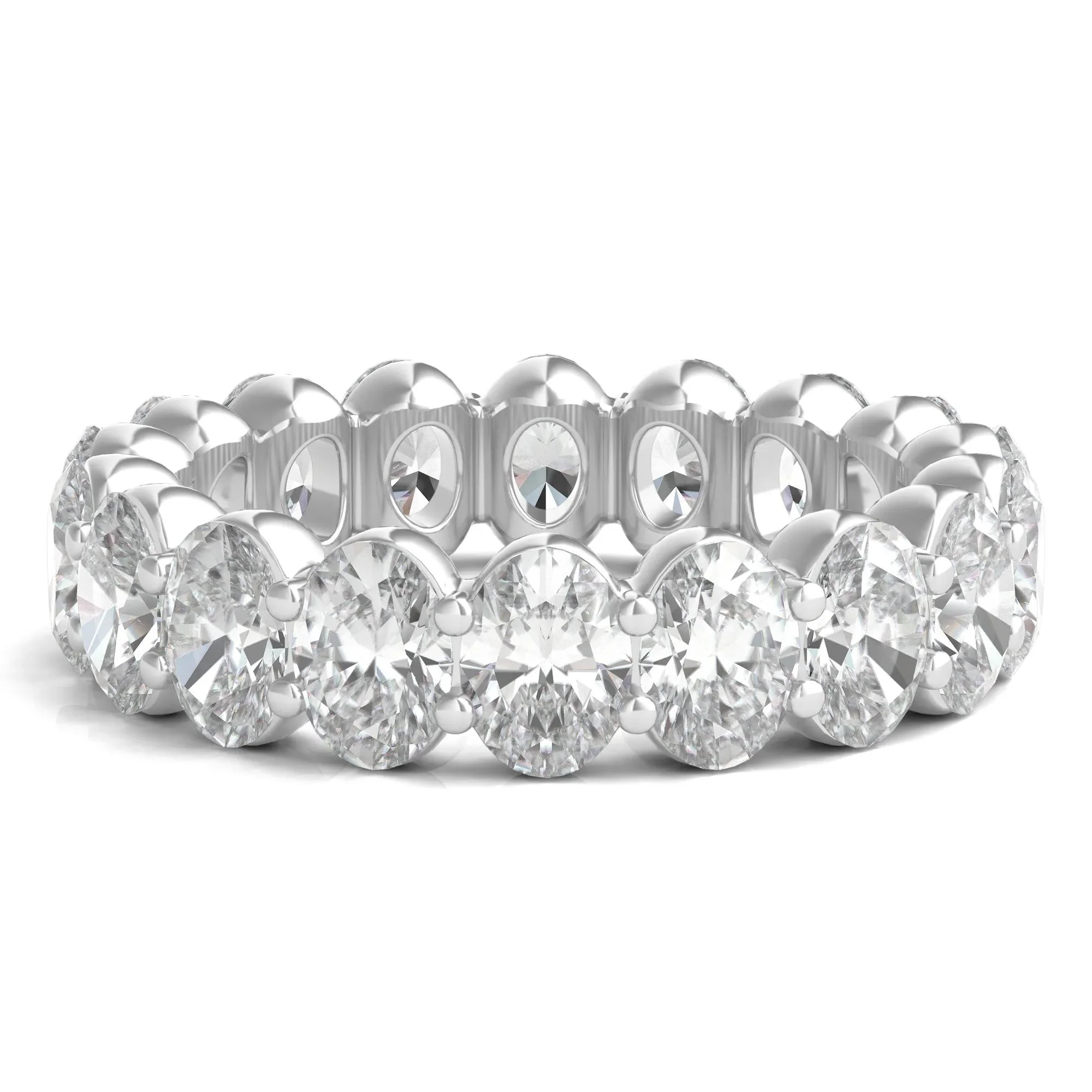 6 CT. Tw. Lab Grown Oval Diamond Eternity Band Ring 14K White Gold Size 7.5 2mm