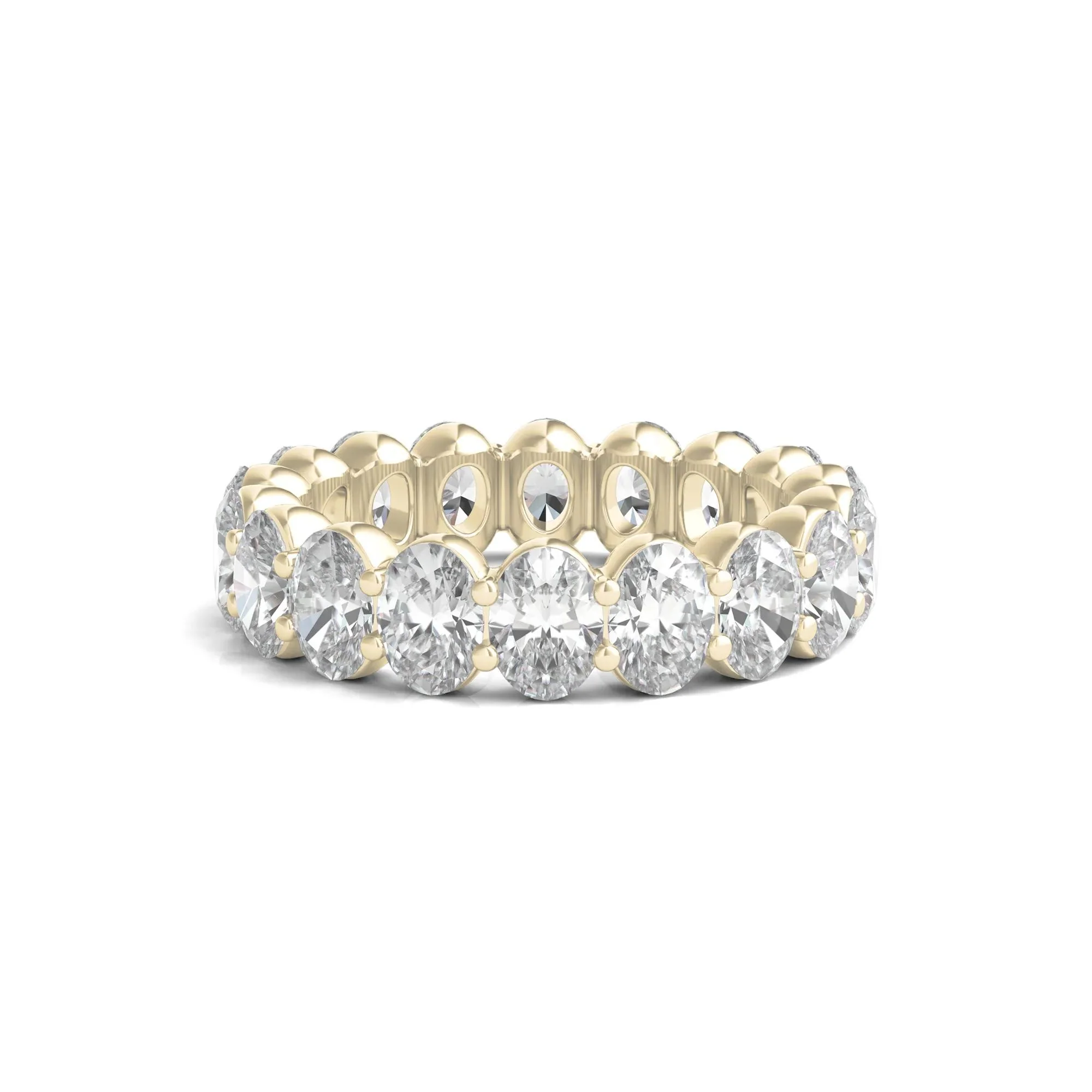 6 CT. Tw. Lab Grown Oval Diamond Eternity Band Ring 14K Yellow Gold Size 5 2mm